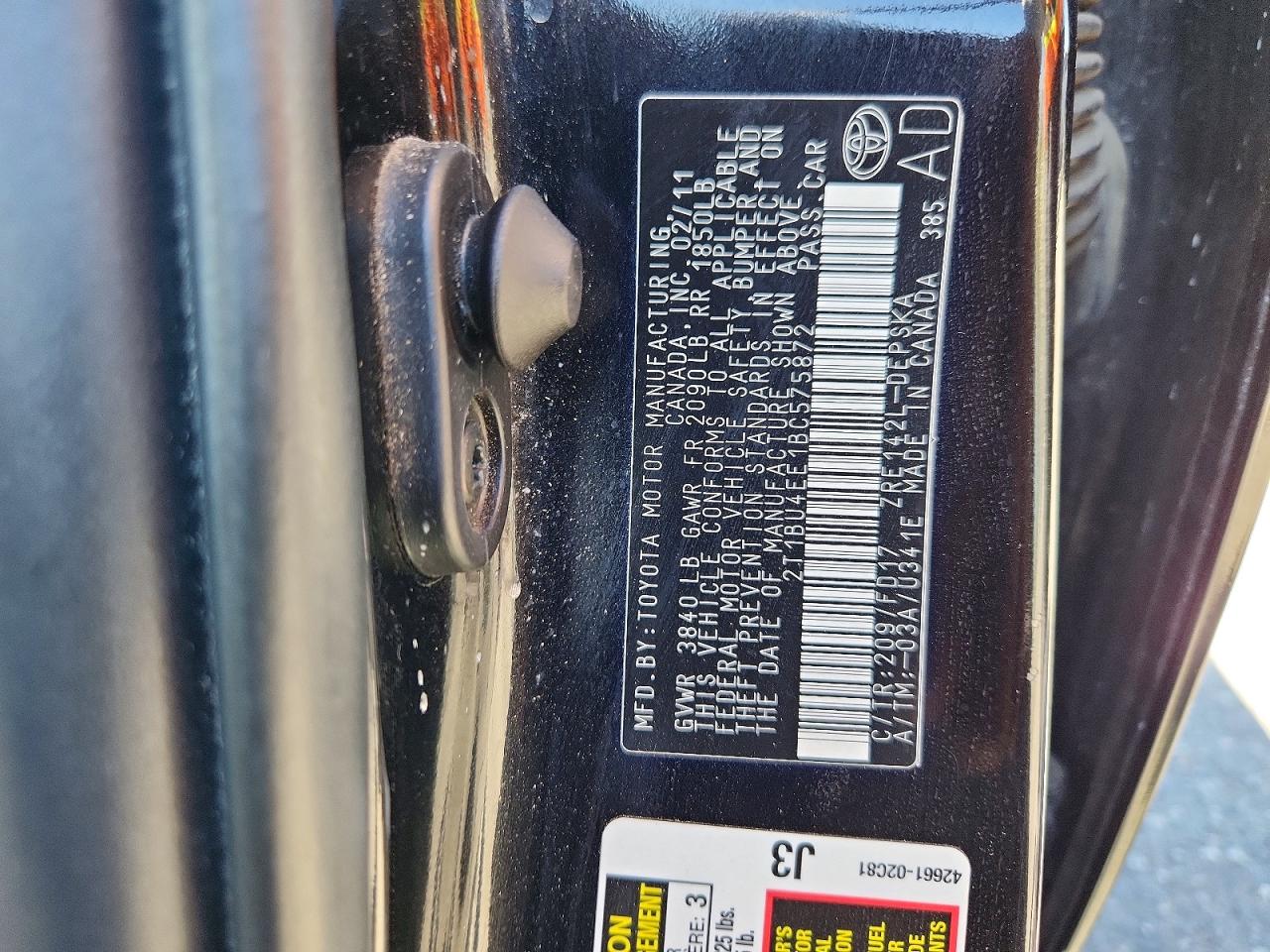 2011 Toyota Corolla S Черный vin: 2T1BU4EE1BC575872
