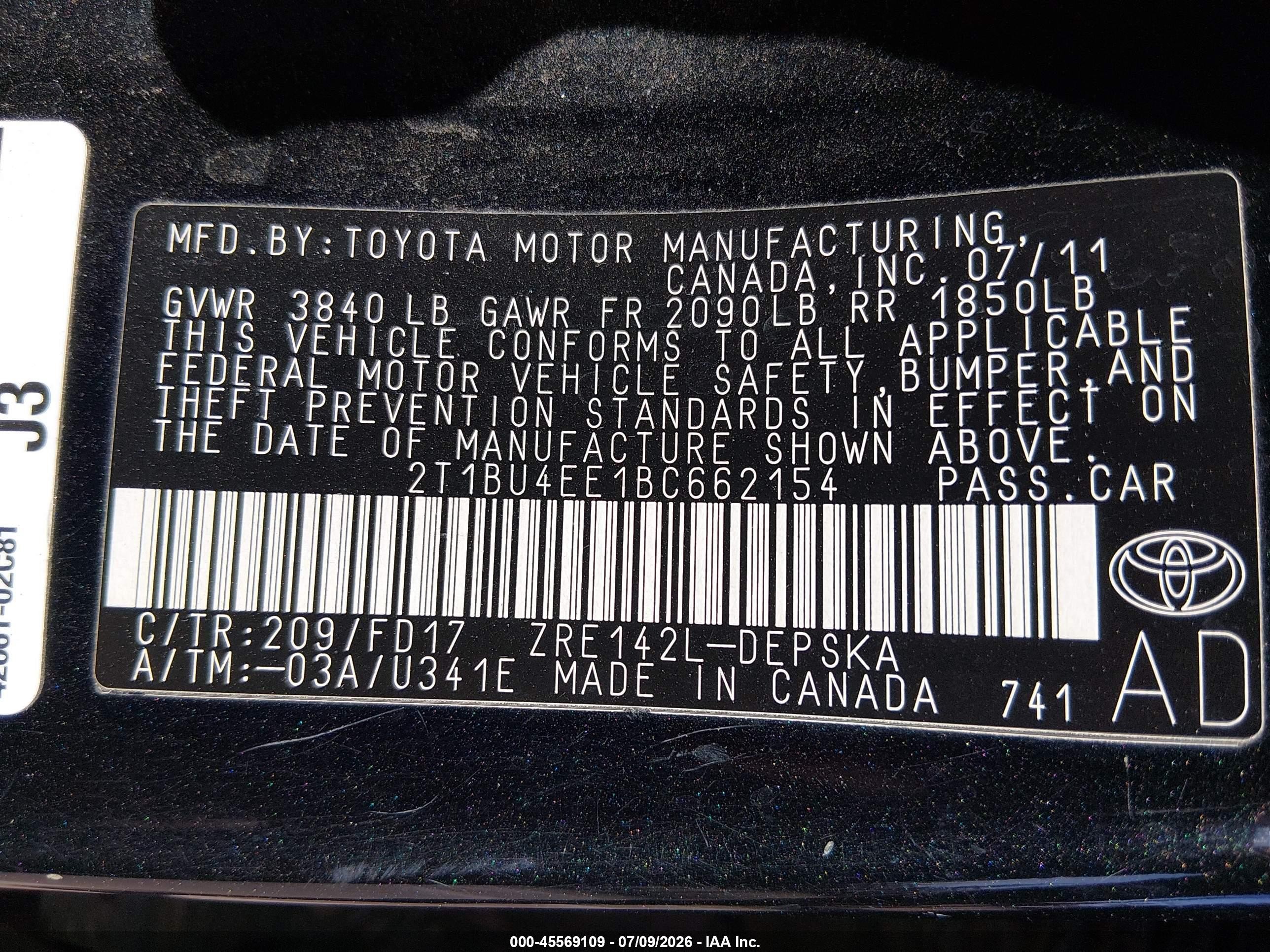 2011 Toyota Corolla S Black vin: 2T1BU4EE1BC662154