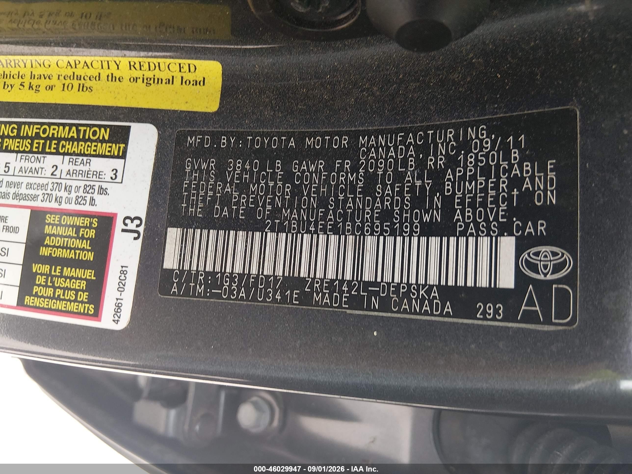 2011 Toyota Corolla S Gray vin: 2T1BU4EE1BC695199