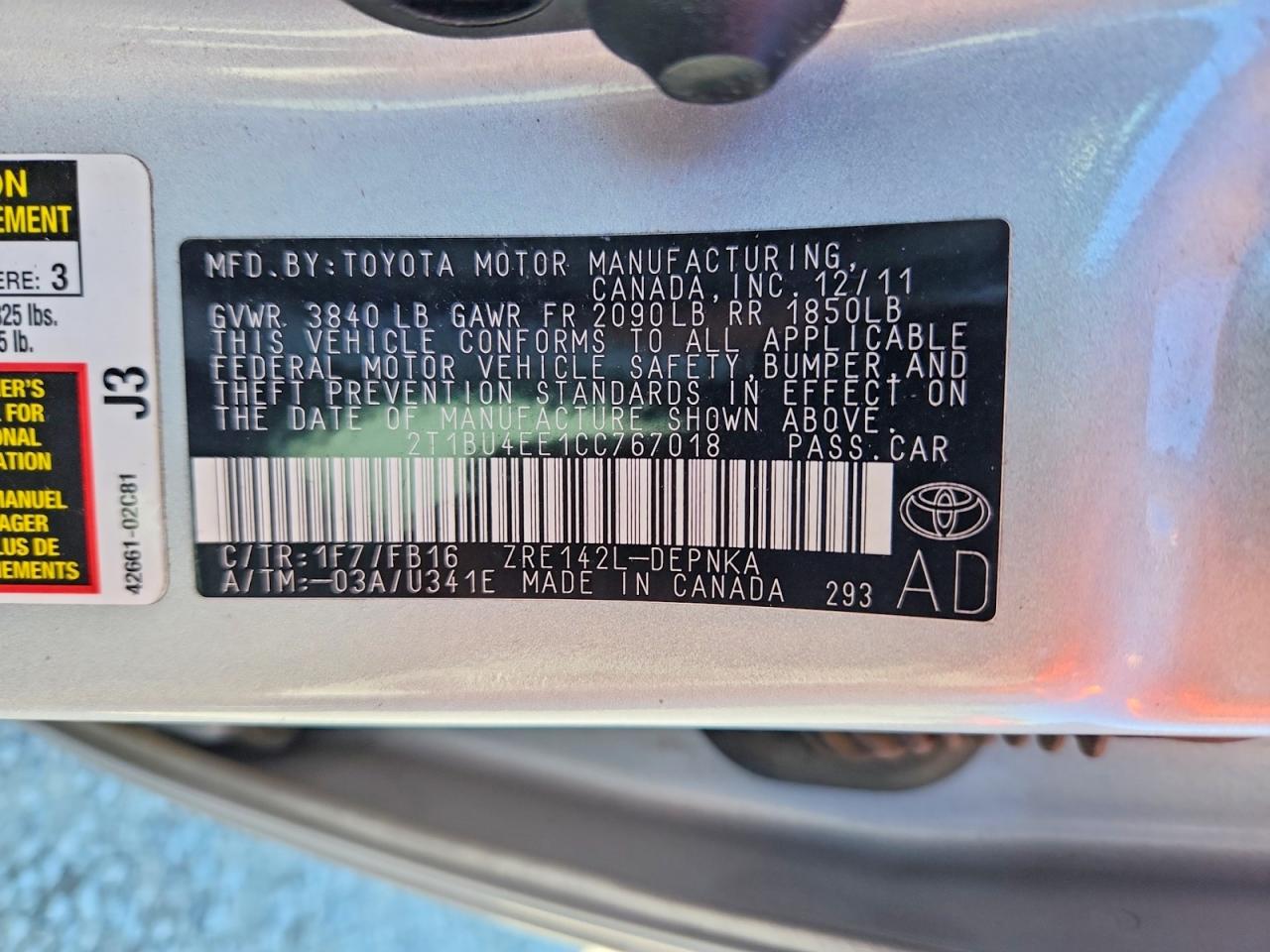 2012 Toyota Corolla Le Серебряный vin: 2T1BU4EE1CC767018