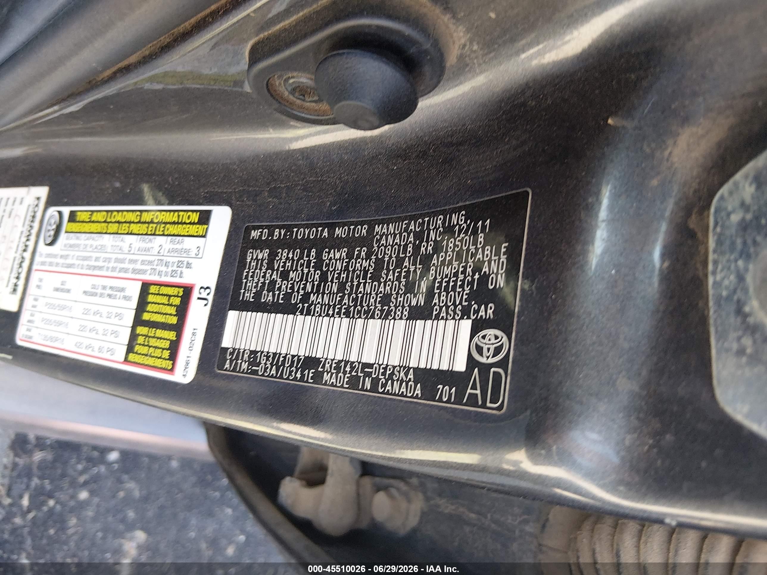 2012 Toyota Corolla S Gray vin: 2T1BU4EE1CC767388