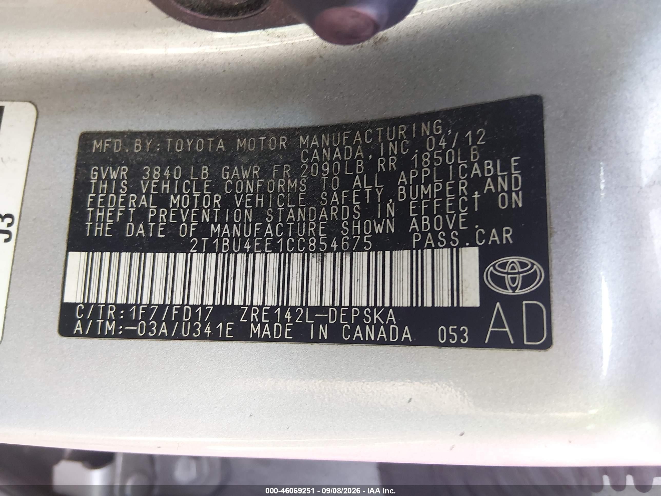 2012 Toyota Corolla S Серебряный vin: 2T1BU4EE1CC854675
