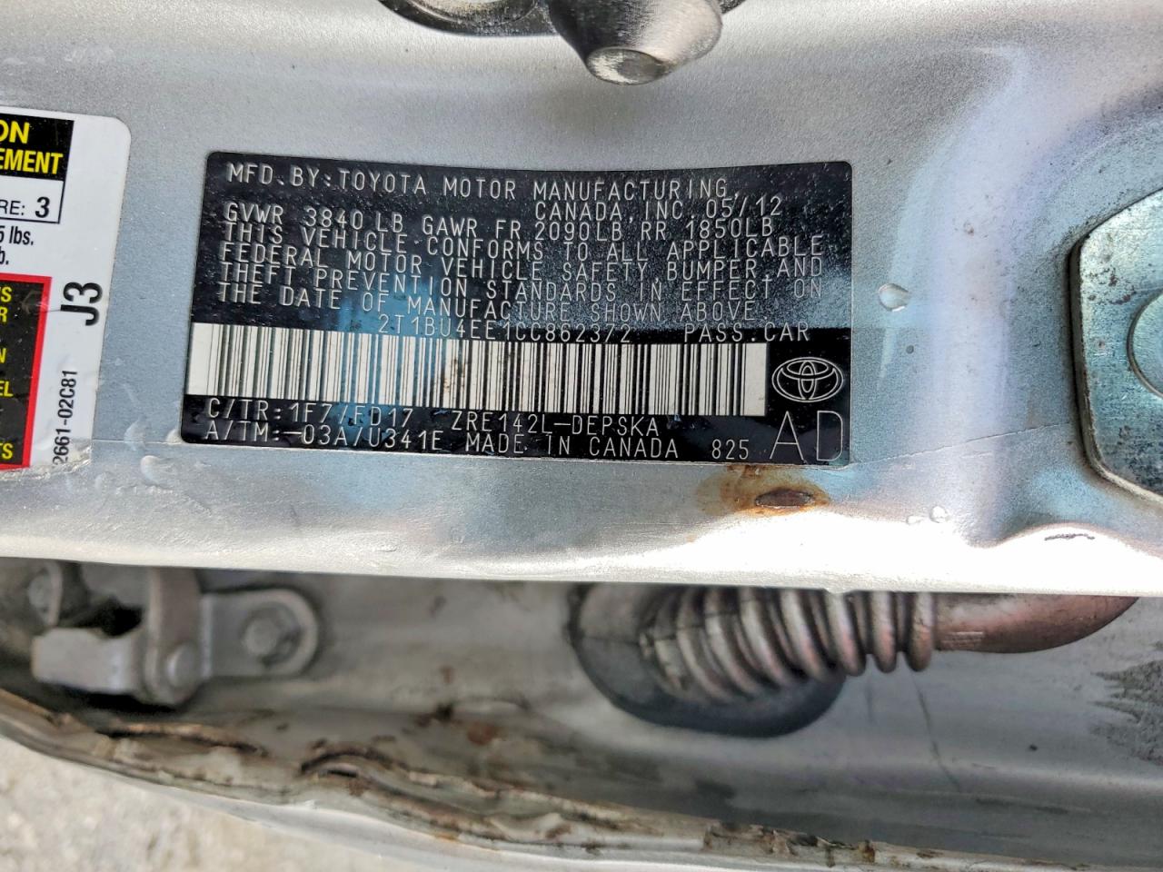 2012 Toyota Corolla S Silver vin: 2T1BU4EE1CC862372