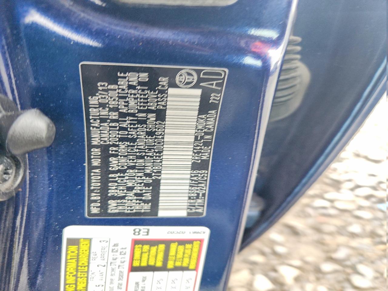 2013 Toyota Corolla L Синий vin: 2T1BU4EE1DC049602