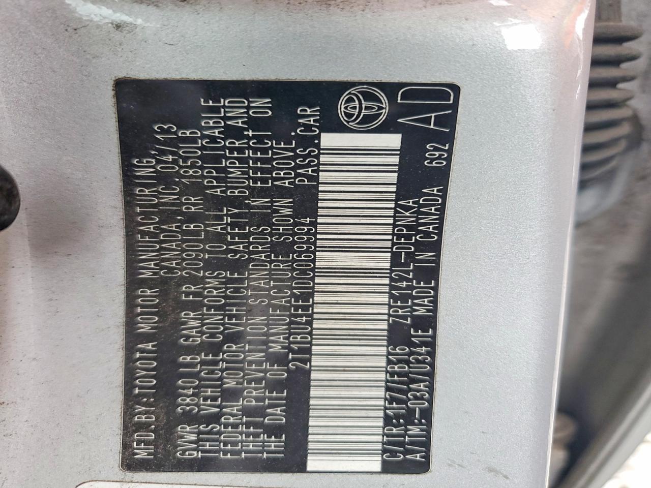 2013 Toyota Corolla Le Серебряный vin: 2T1BU4EE1DC069994