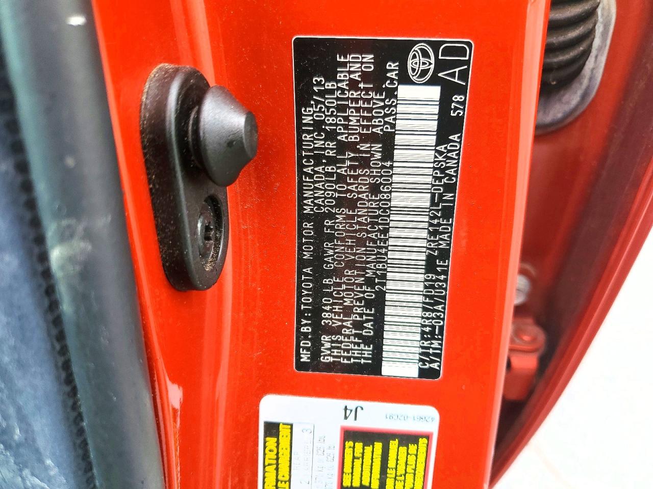 2013 Toyota Corolla S Special Edition Orange vin: 2T1BU4EE1DC086004