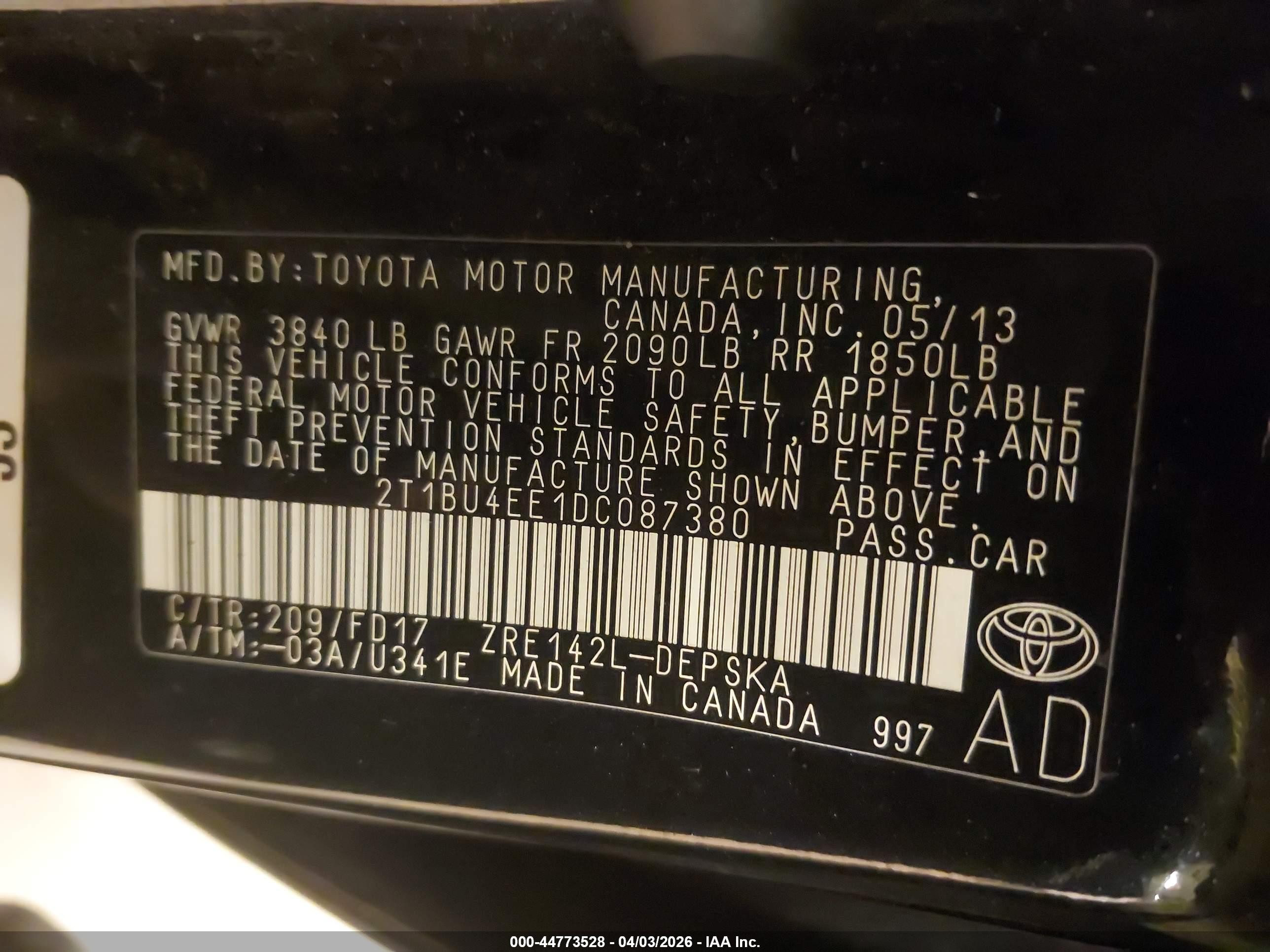 2013 Toyota Corolla S Black vin: 2T1BU4EE1DC087380