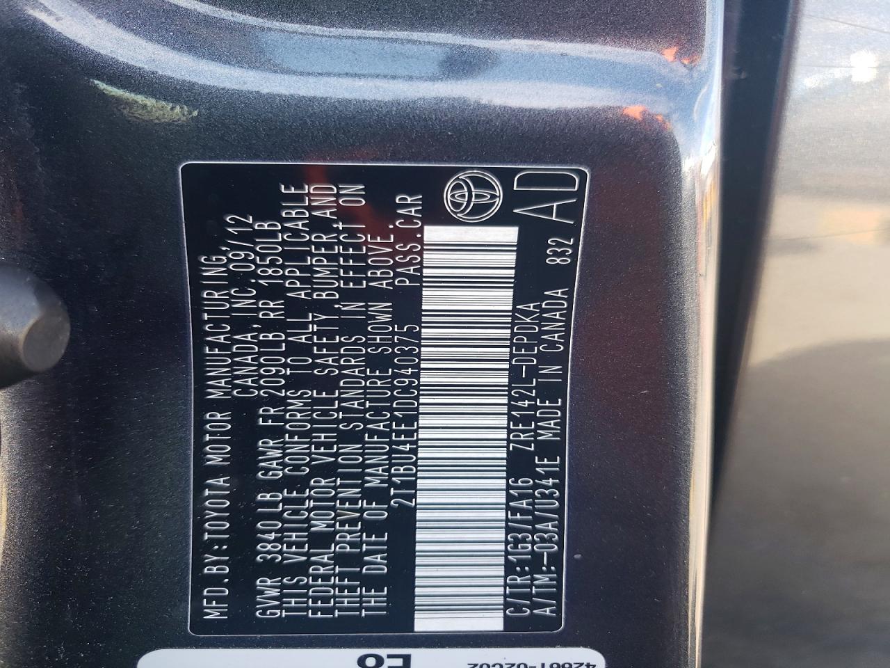 2013 Toyota Corolla L Серый vin: 2T1BU4EE1DC940375