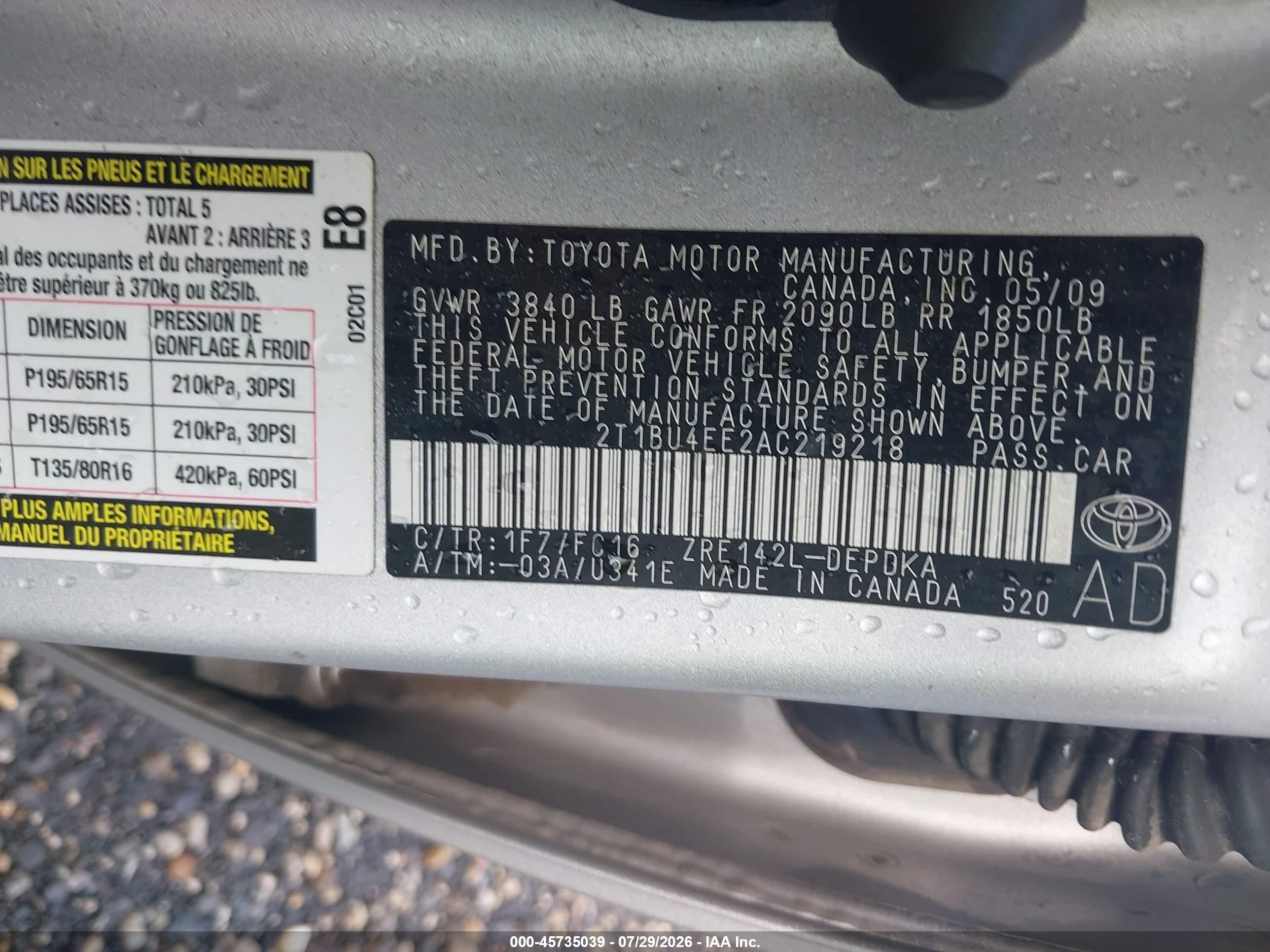 2010 Toyota Corolla Le Серый vin: 2T1BU4EE2AC219218