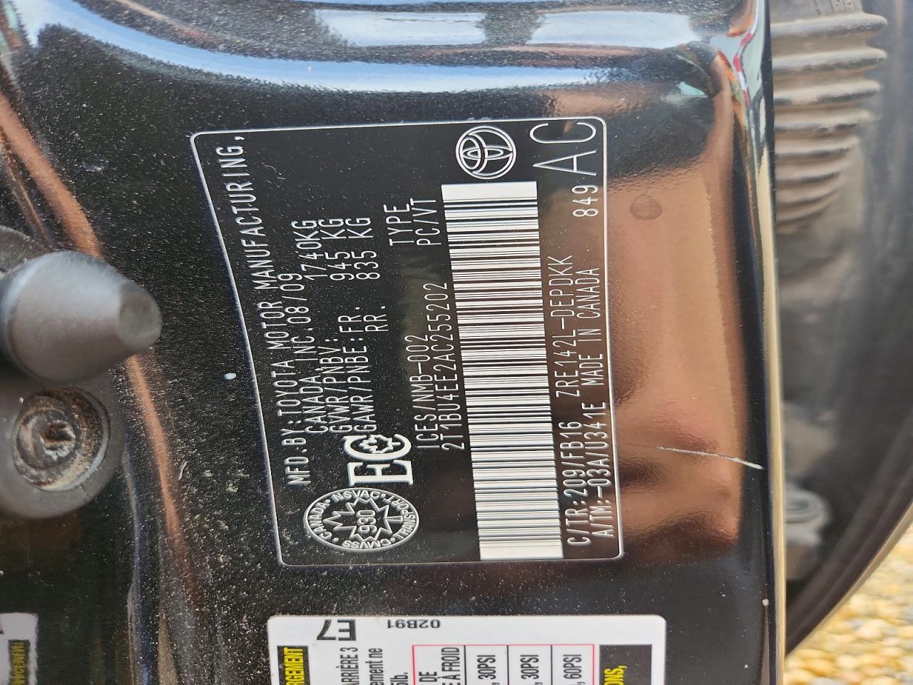 2010 Toyota Corolla Base Черный vin: 2T1BU4EE2AC255202