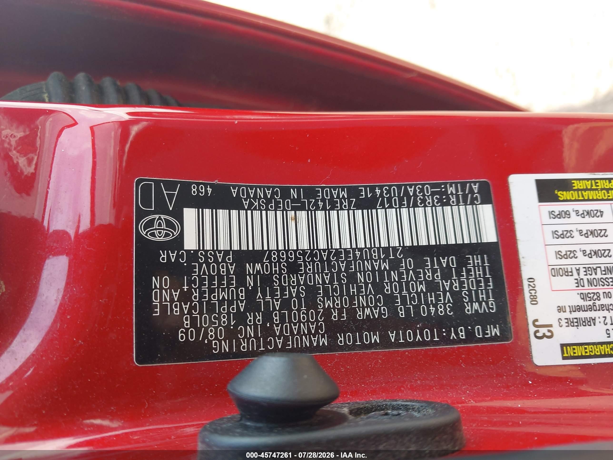 2010 Toyota Corolla S Red vin: 2T1BU4EE2AC256687
