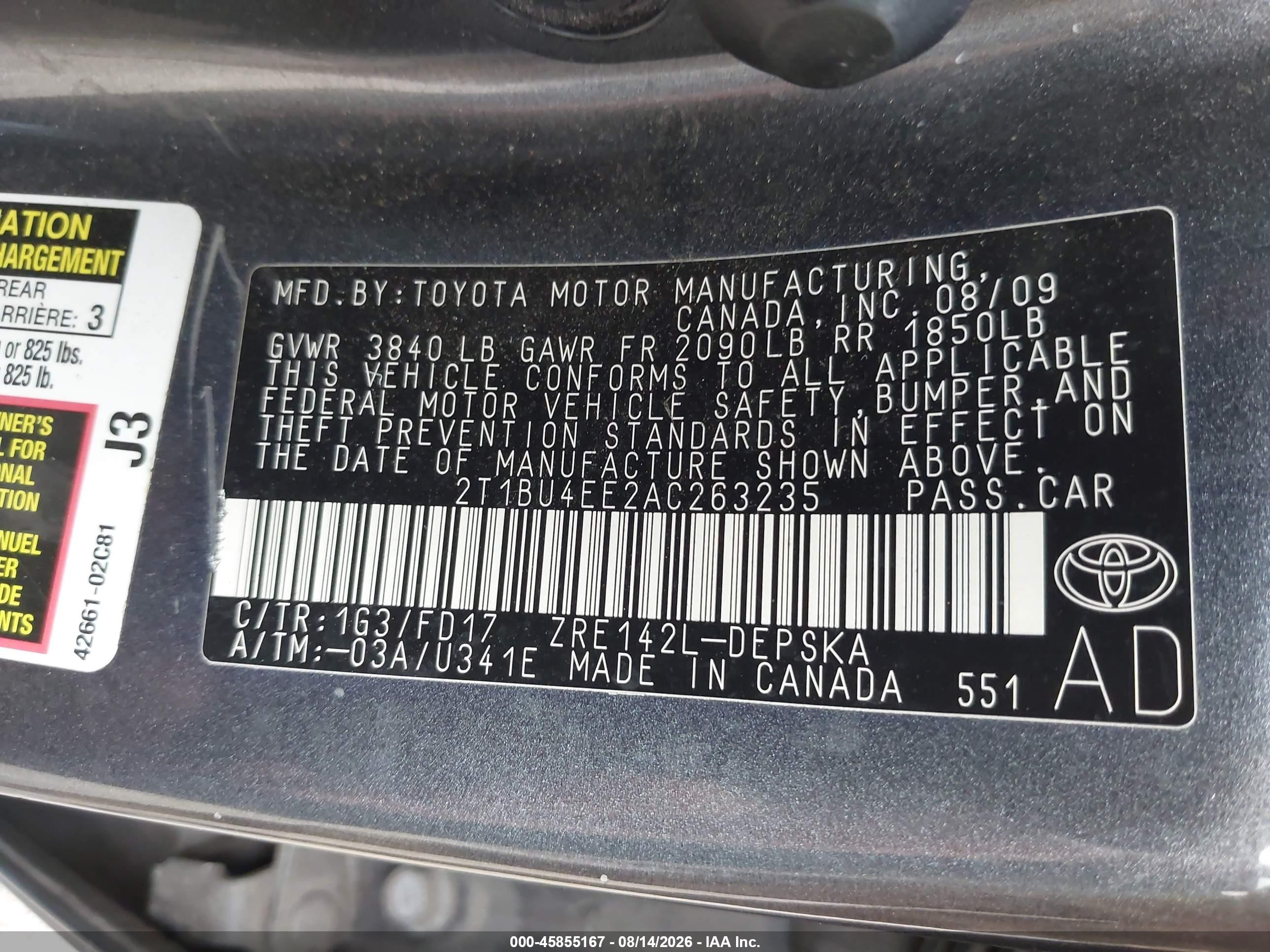 2010 Toyota Corolla S Серый vin: 2T1BU4EE2AC263235