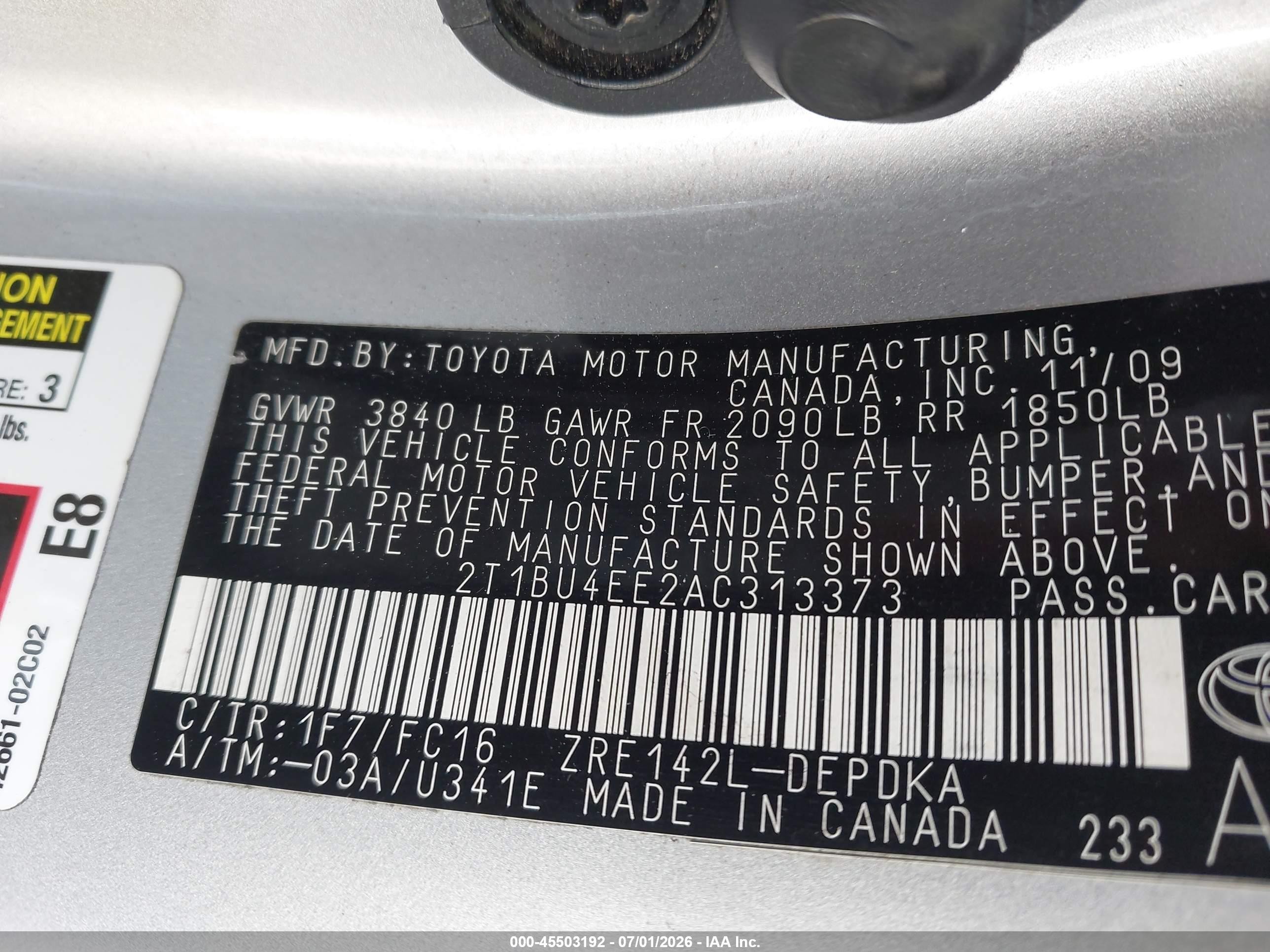 2010 Toyota Corolla Le Silver vin: 2T1BU4EE2AC313373