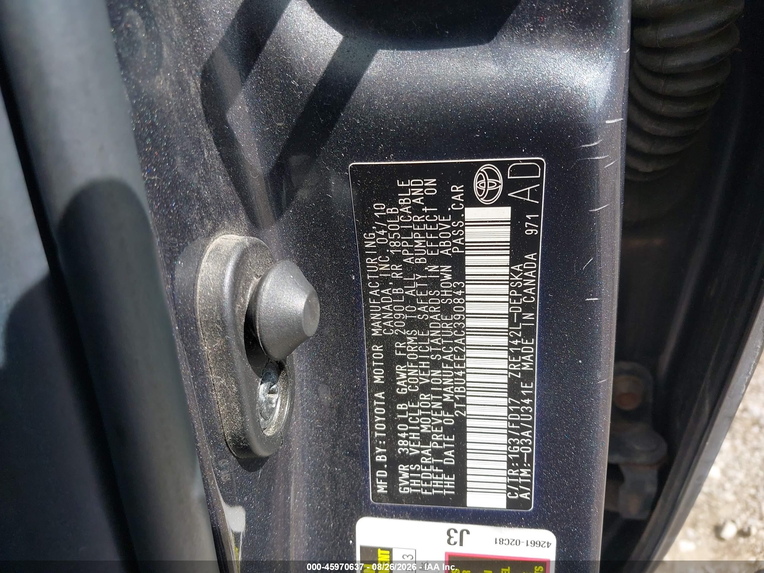 2010 Toyota Corolla S Gray vin: 2T1BU4EE2AC390843