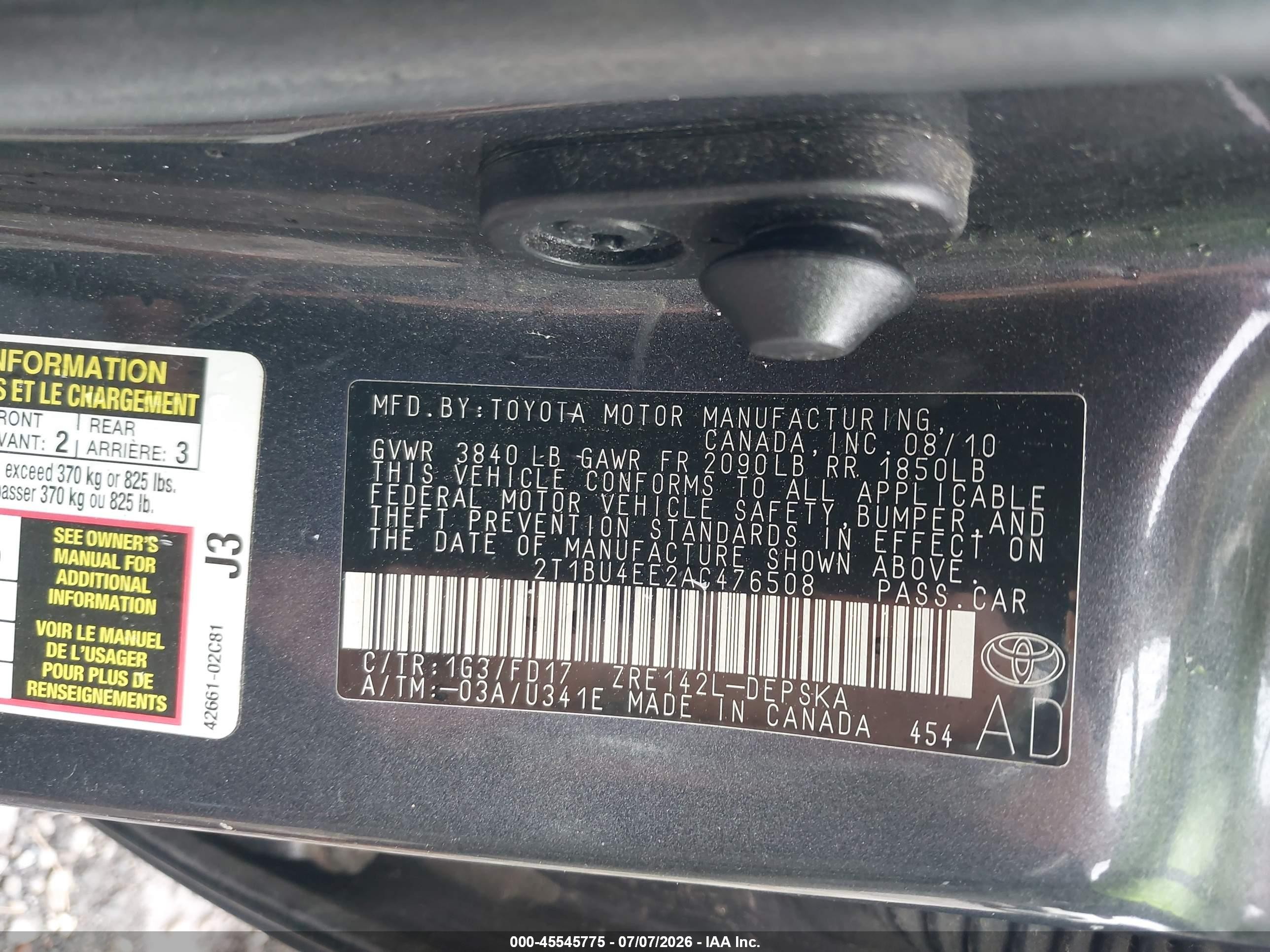 2010 Toyota Corolla S Gray vin: 2T1BU4EE2AC476508