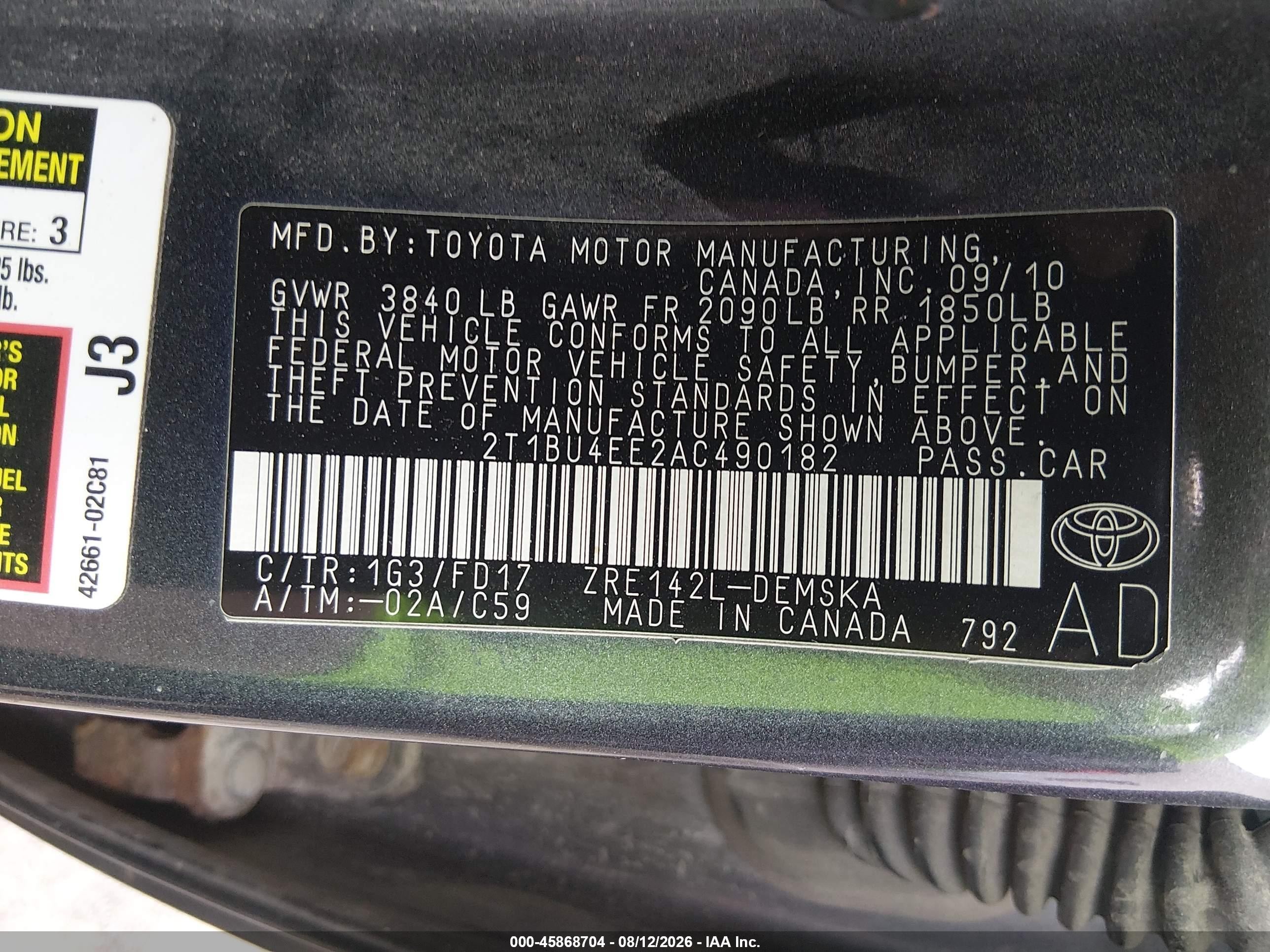 2010 Toyota Corolla S Gray vin: 2T1BU4EE2AC490182