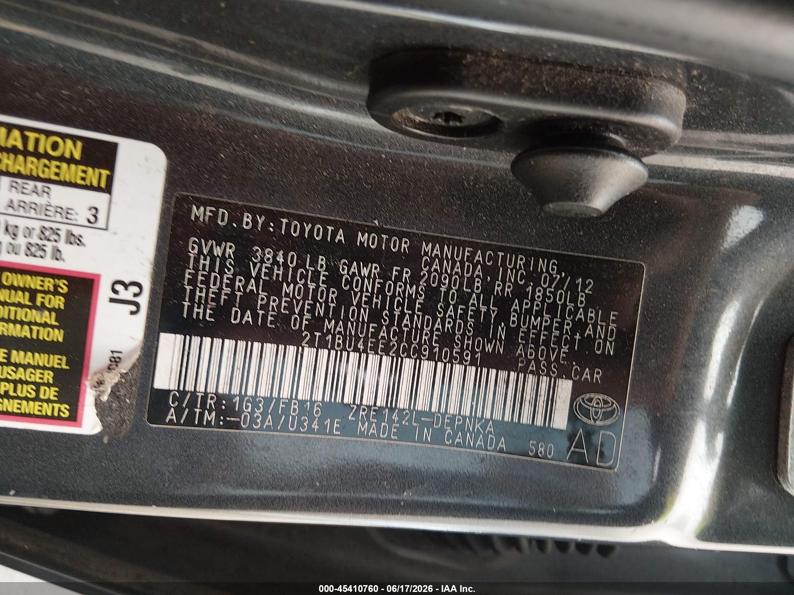 2012 Toyota Corolla Le Black vin: 2T1BU4EE2CC910591
