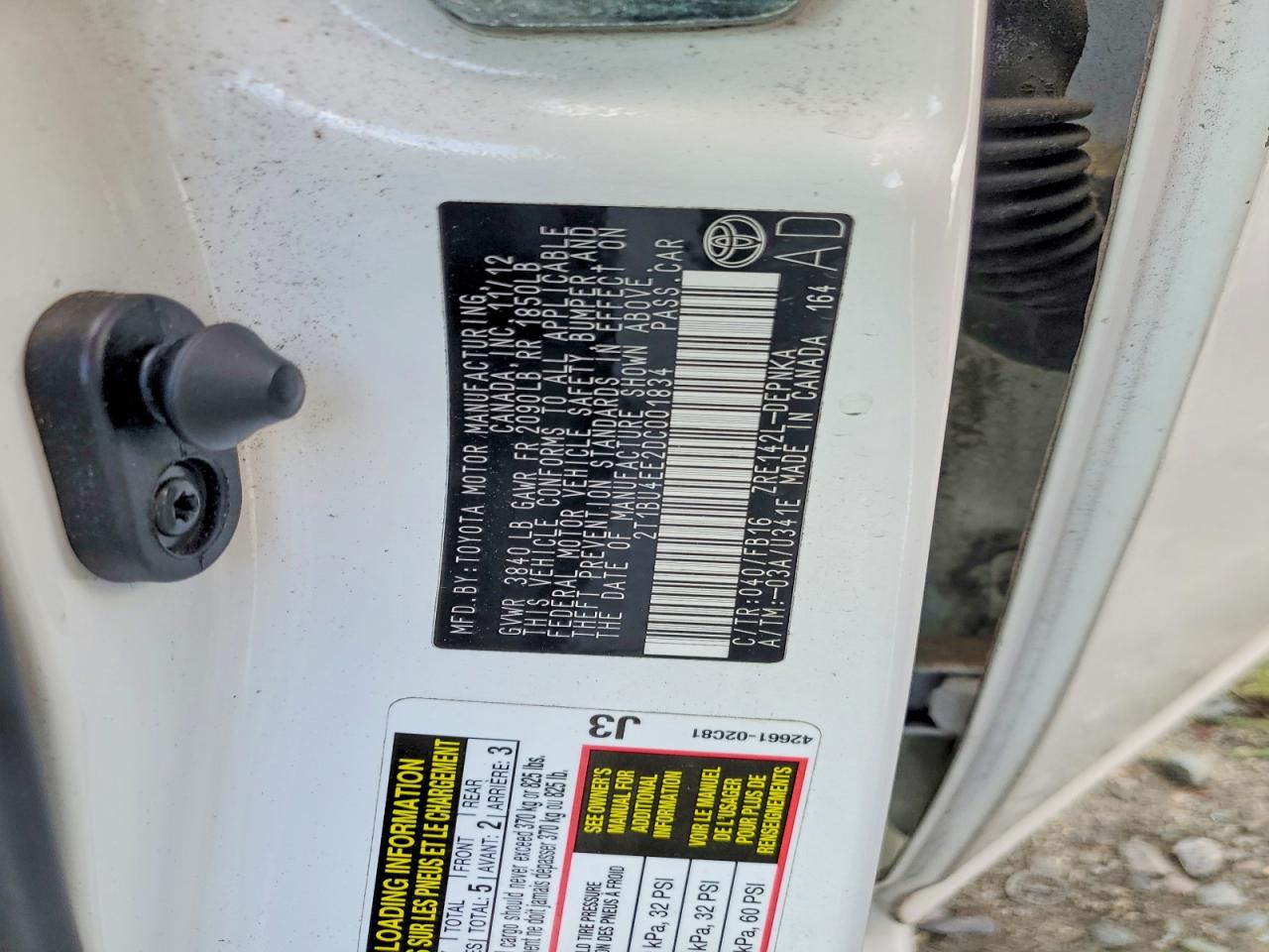2013 Toyota Corolla Le Белый vin: 2T1BU4EE2DC001834