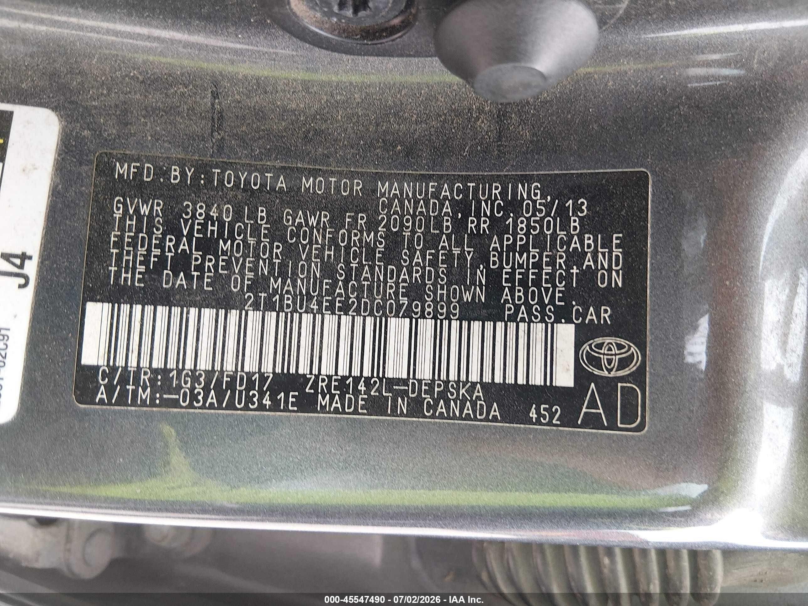 2013 Toyota Corolla S Gray vin: 2T1BU4EE2DC079899