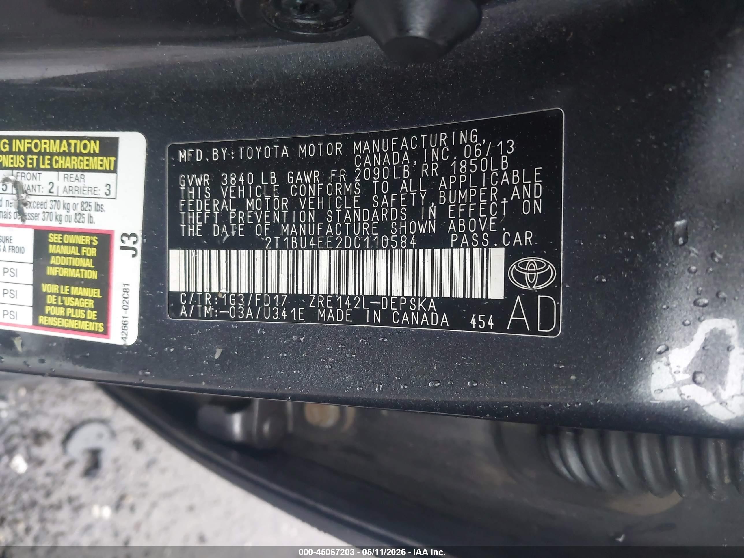 2013 Toyota Corolla S Gray vin: 2T1BU4EE2DC110584