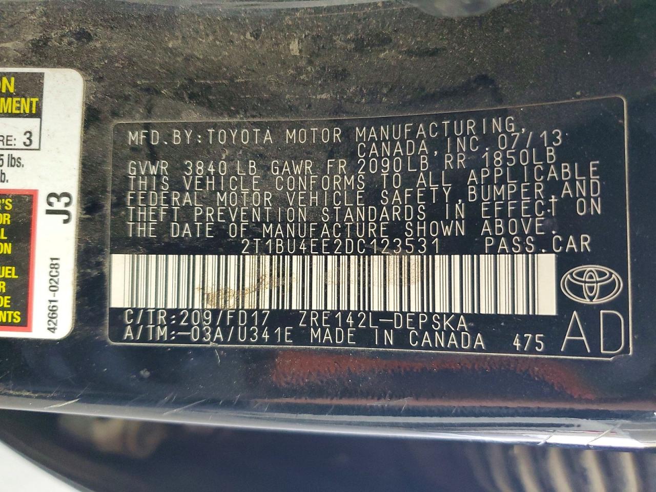2013 Toyota Corolla S Black vin: 2T1BU4EE2DC123531