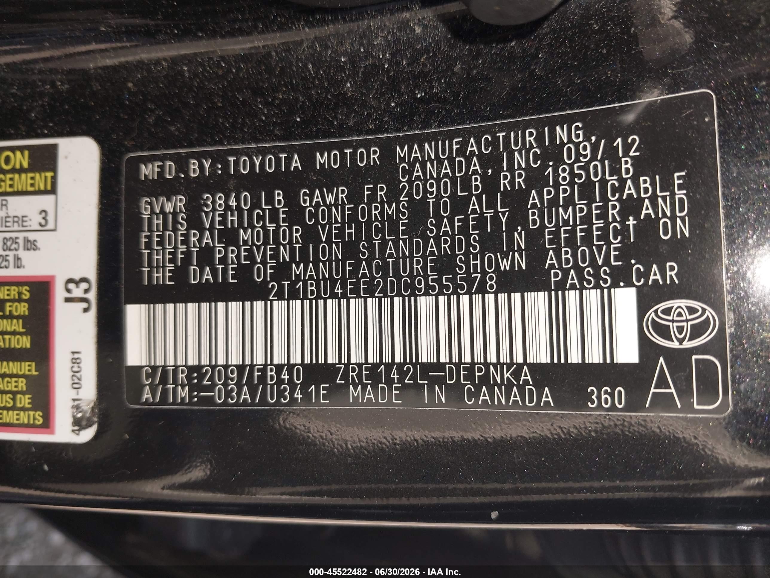 2013 Toyota Corolla Le Black vin: 2T1BU4EE2DC955578