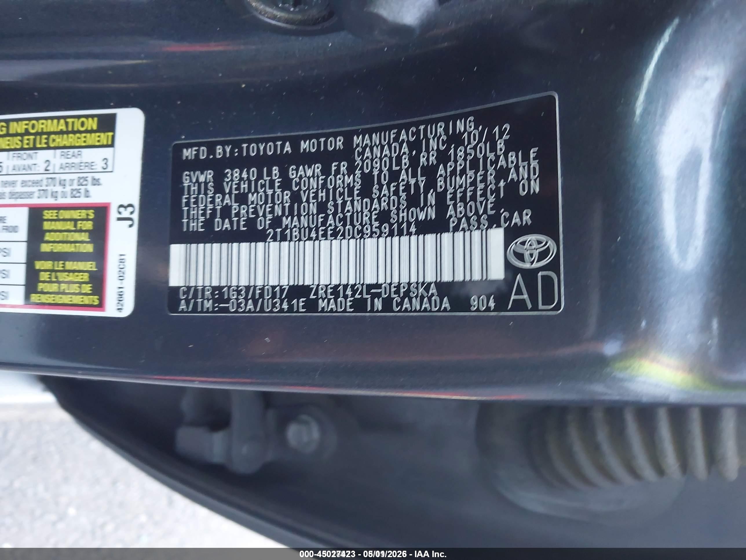 2013 Toyota Corolla S Gray vin: 2T1BU4EE2DC959114