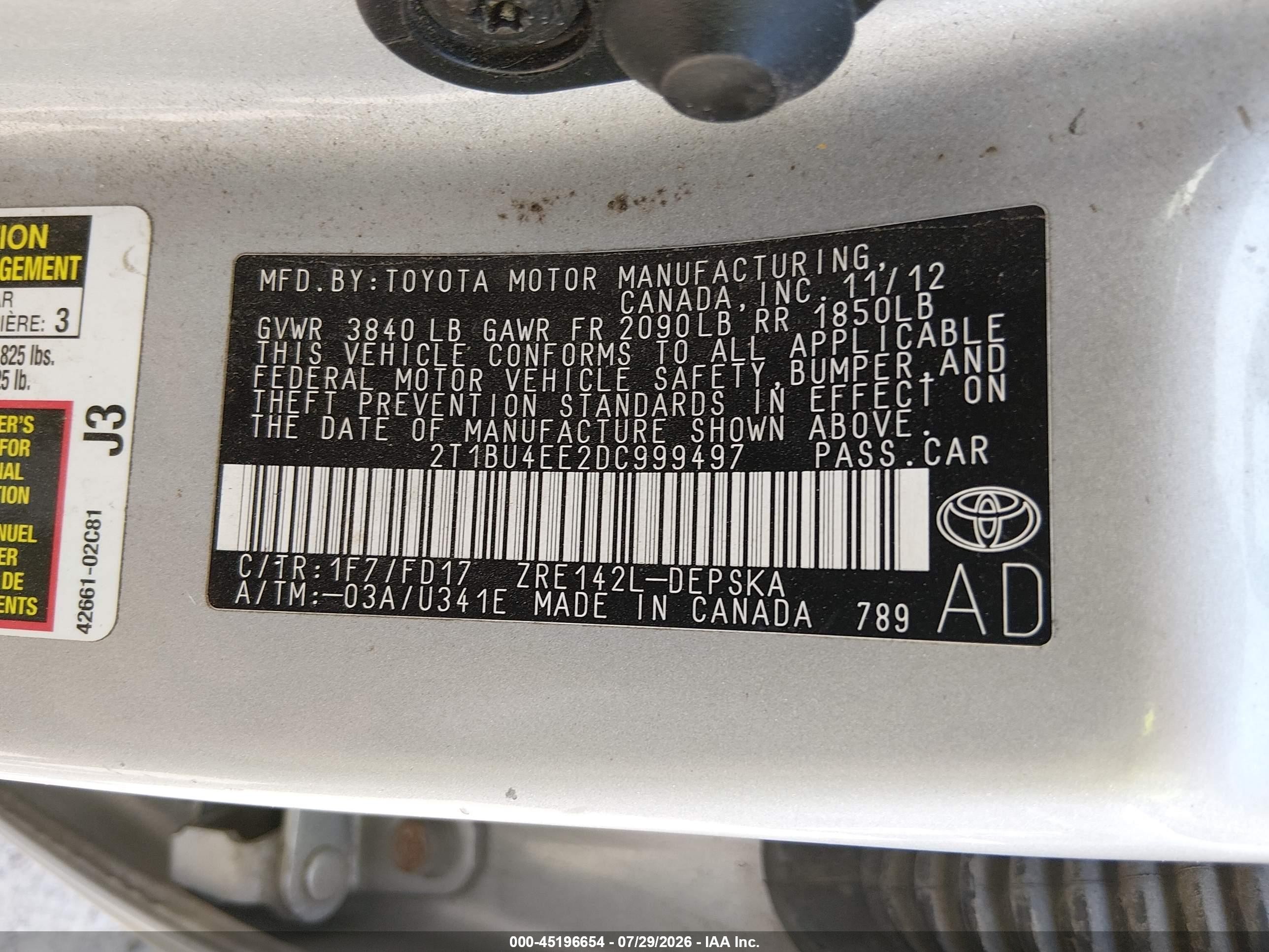 2013 Toyota Corolla S Silver vin: 2T1BU4EE2DC999497