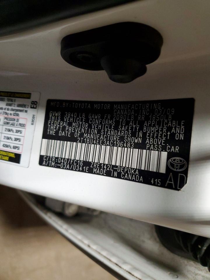 2010 Toyota Corolla Le White vin: 2T1BU4EE3AC196483