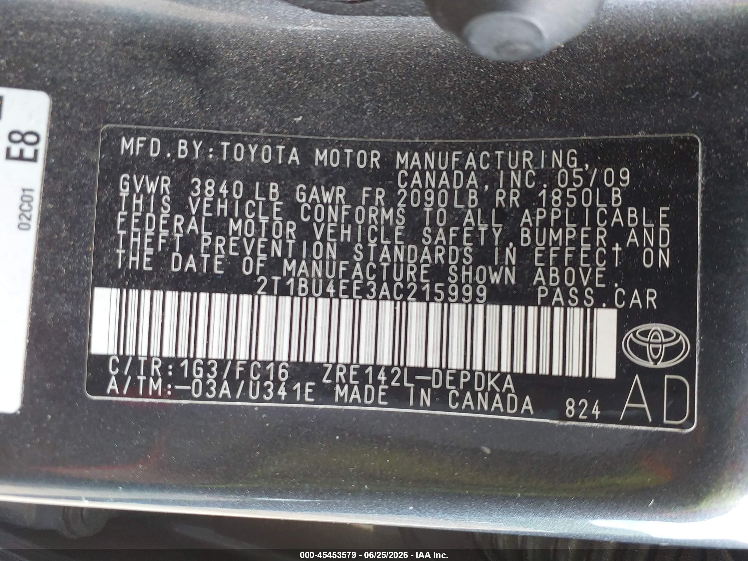 2010 Toyota Corolla Le Gray vin: 2T1BU4EE3AC215999