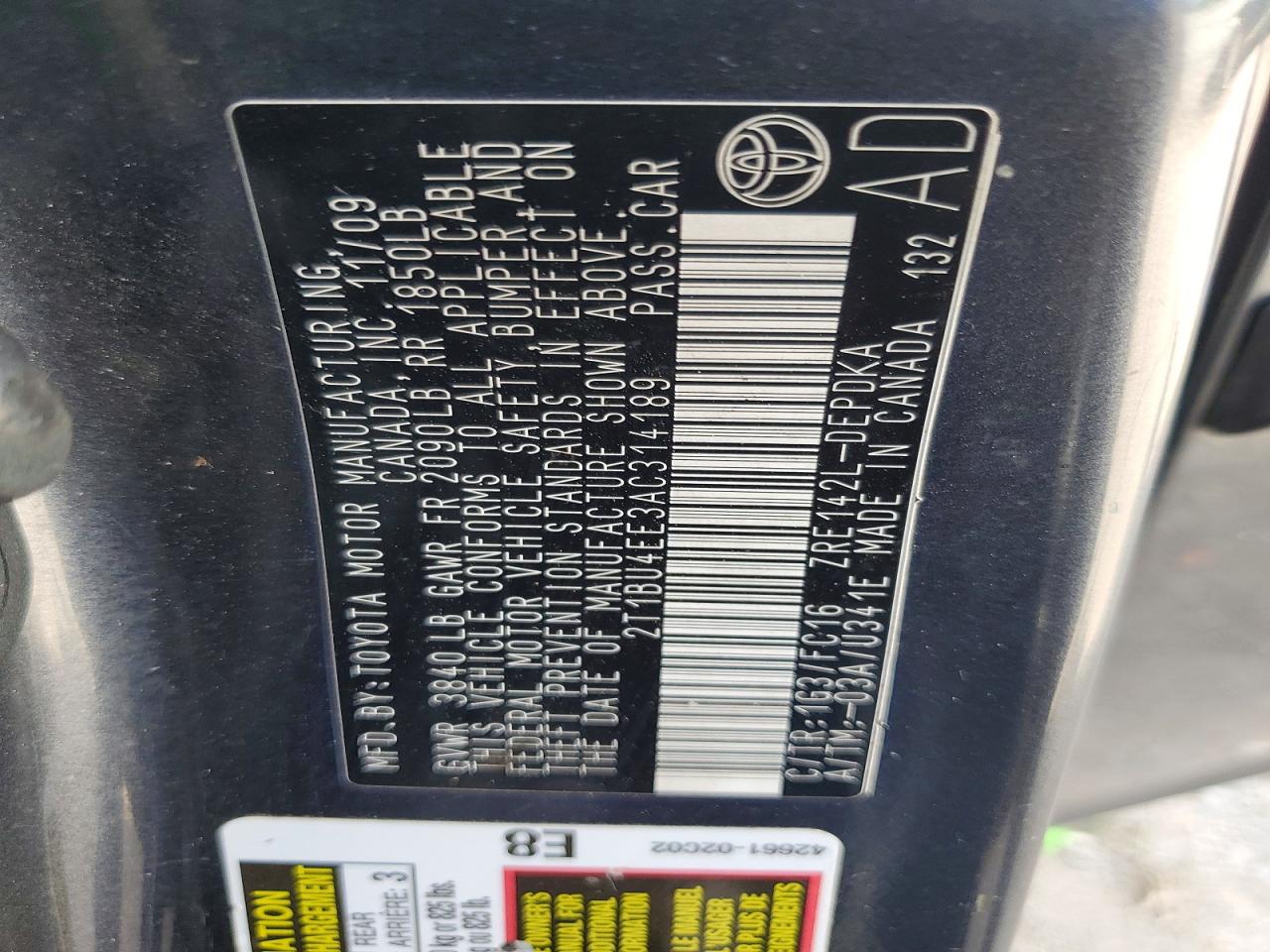 2010 Toyota Corolla Gray vin: 2T1BU4EE3AC314189