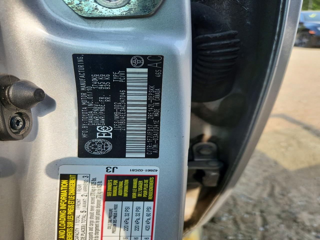 2010 Toyota Corolla Base Silver vin: 2T1BU4EE3AC347046