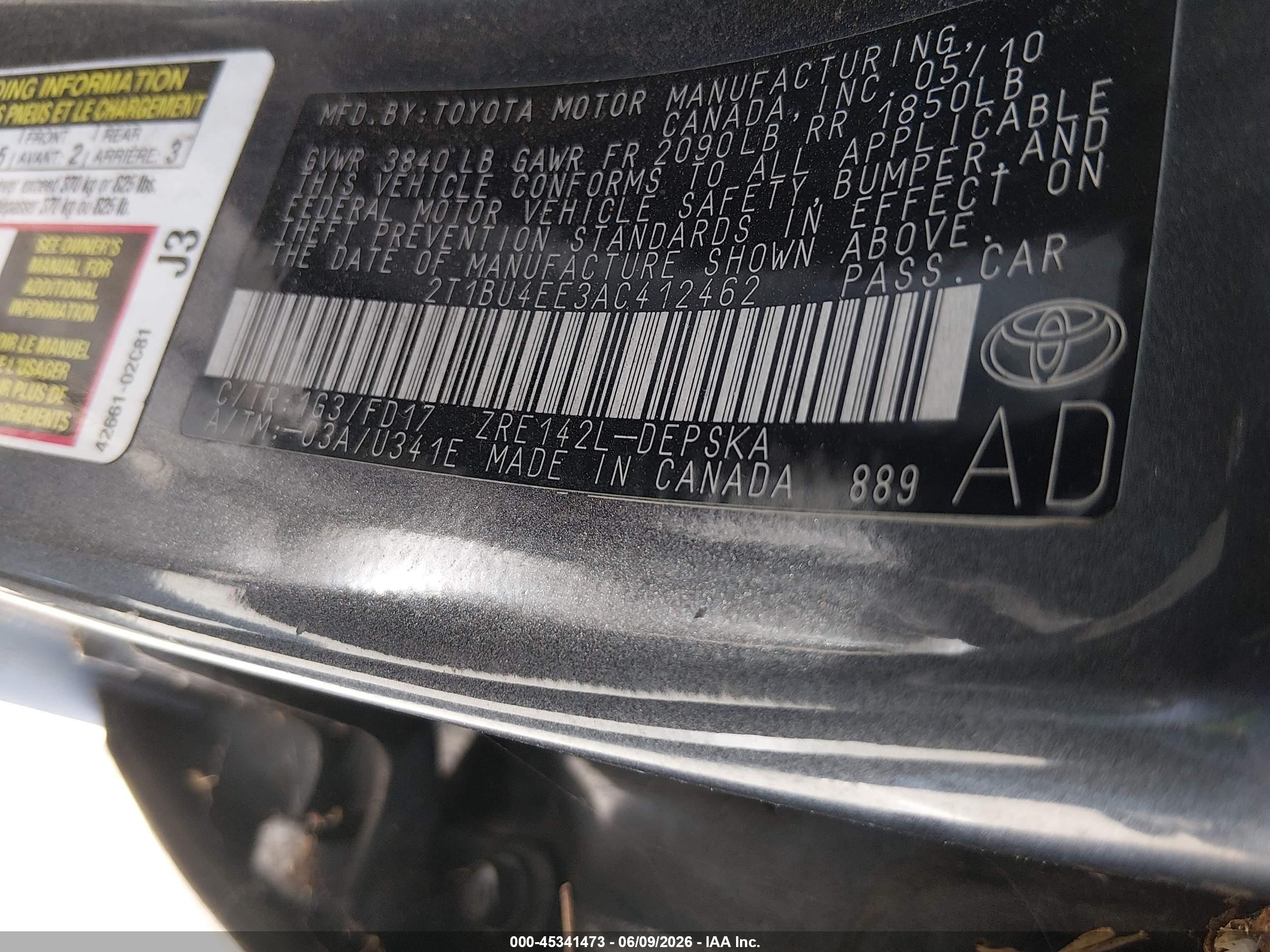 2010 Toyota Corolla S Gray vin: 2T1BU4EE3AC412462