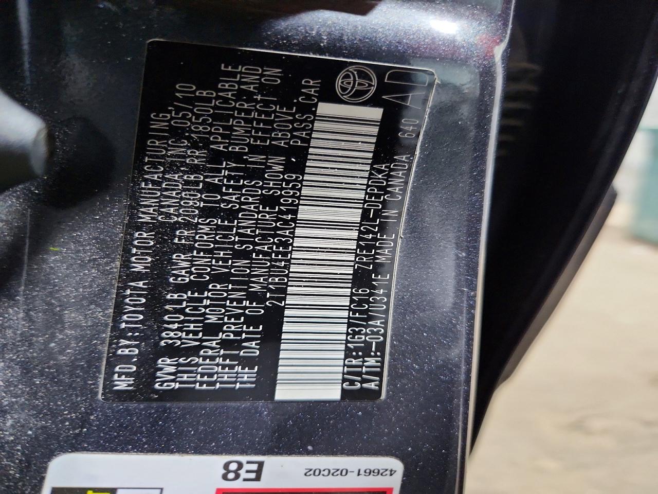 2010 Toyota Corolla Le Gray vin: 2T1BU4EE3AC419959