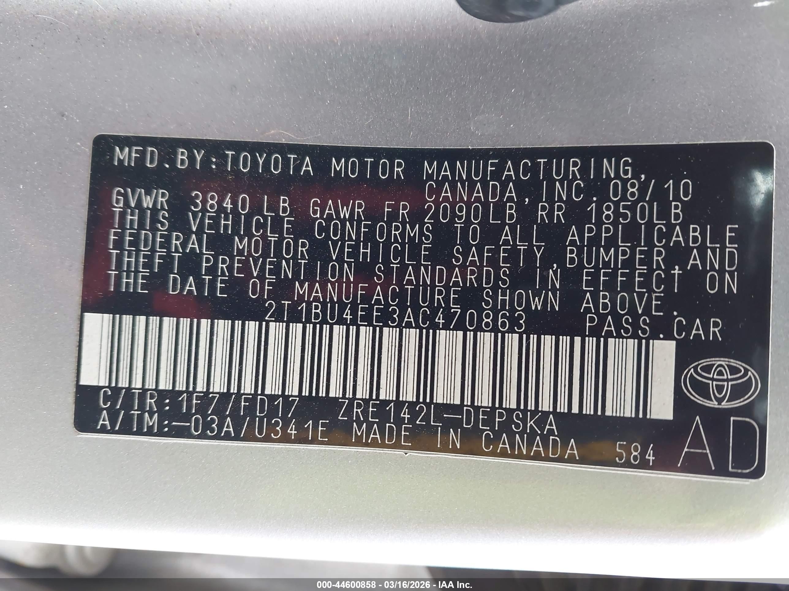 2010 Toyota Corolla S Silver vin: 2T1BU4EE3AC470863
