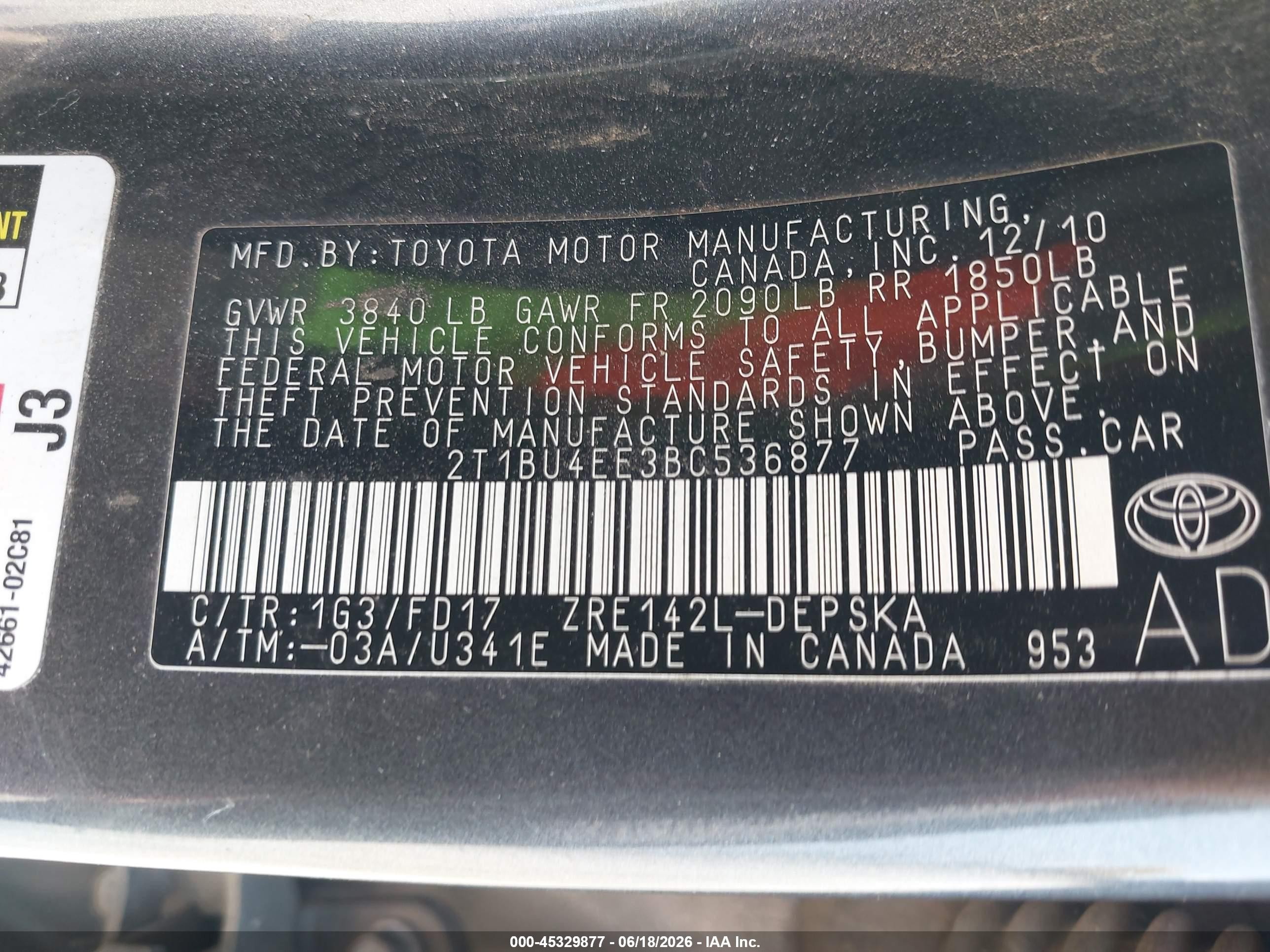 2011 Toyota Corolla S Gray vin: 2T1BU4EE3BC536877
