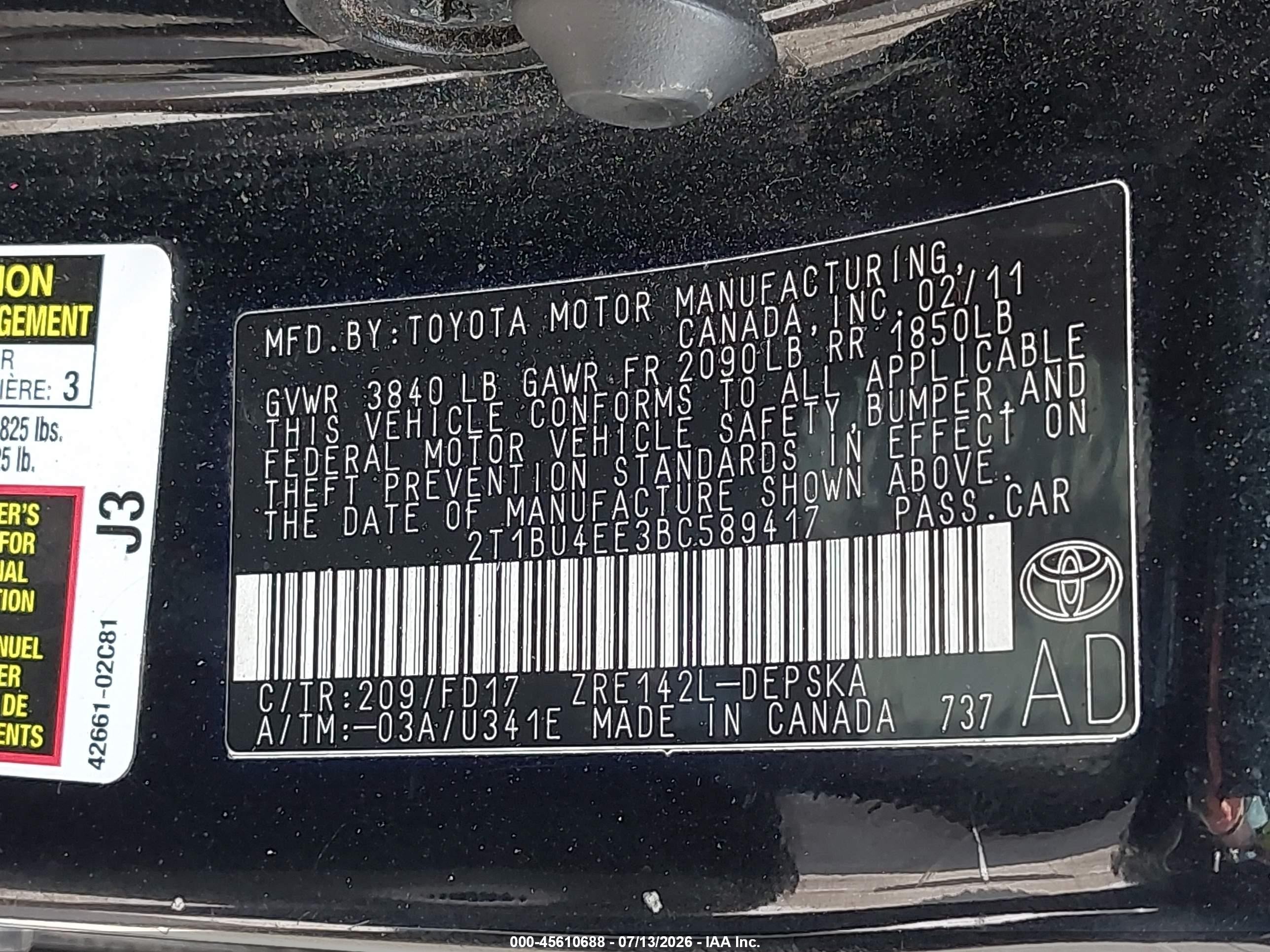 2011 Toyota Corolla S Black vin: 2T1BU4EE3BC589417