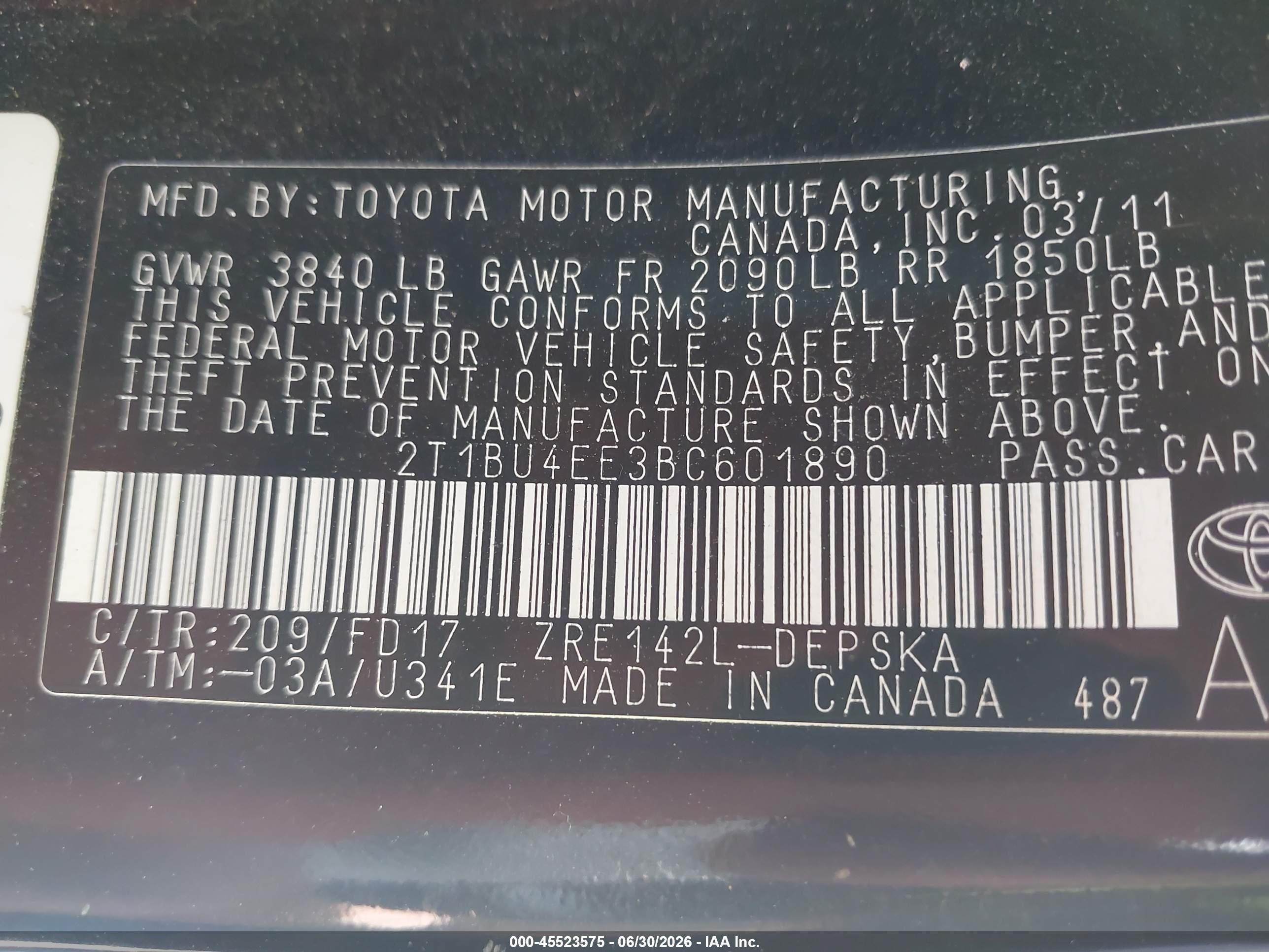 2011 Toyota Corolla S Black vin: 2T1BU4EE3BC601890
