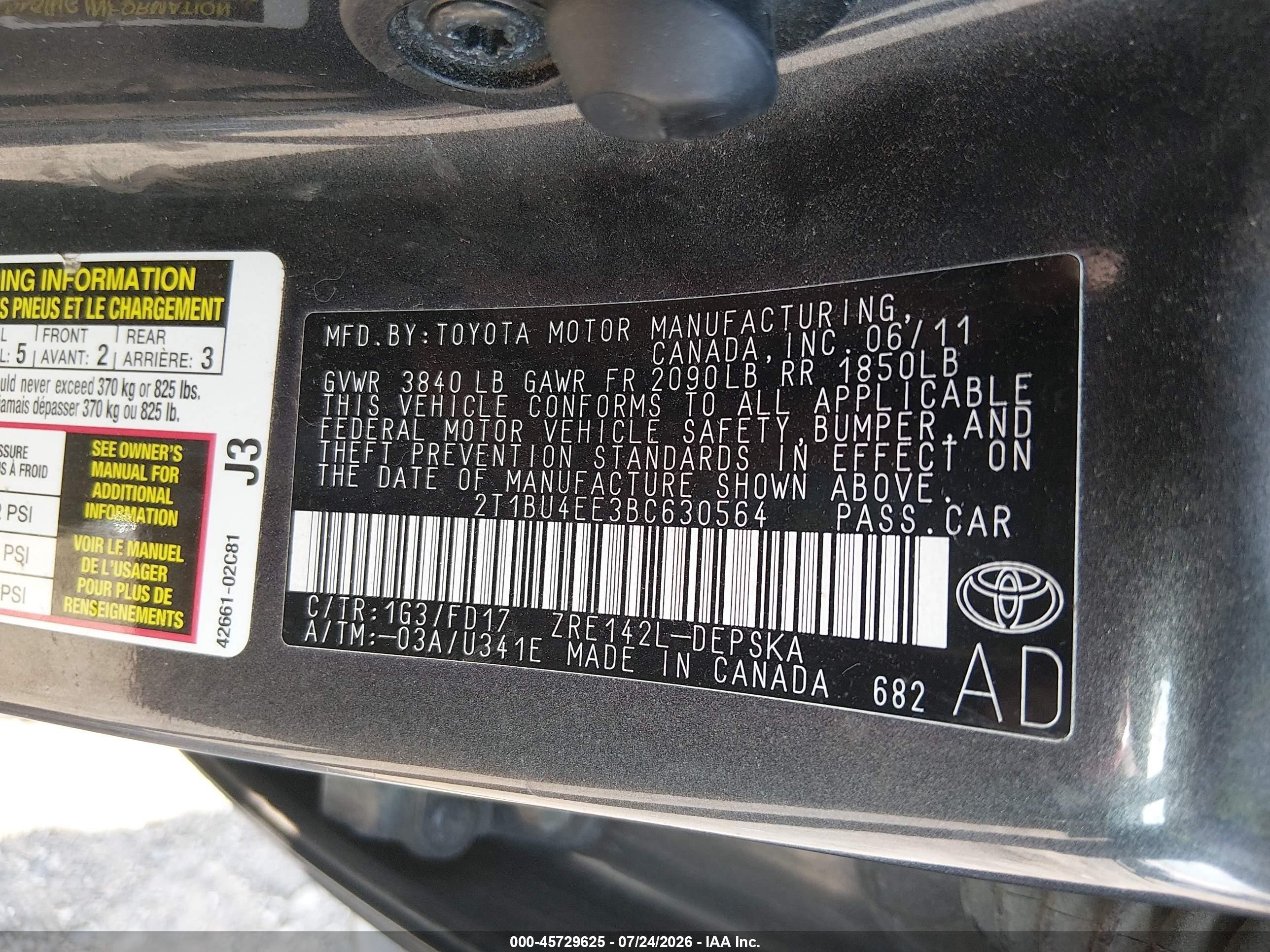 2011 Toyota Corolla S Gray vin: 2T1BU4EE3BC630564