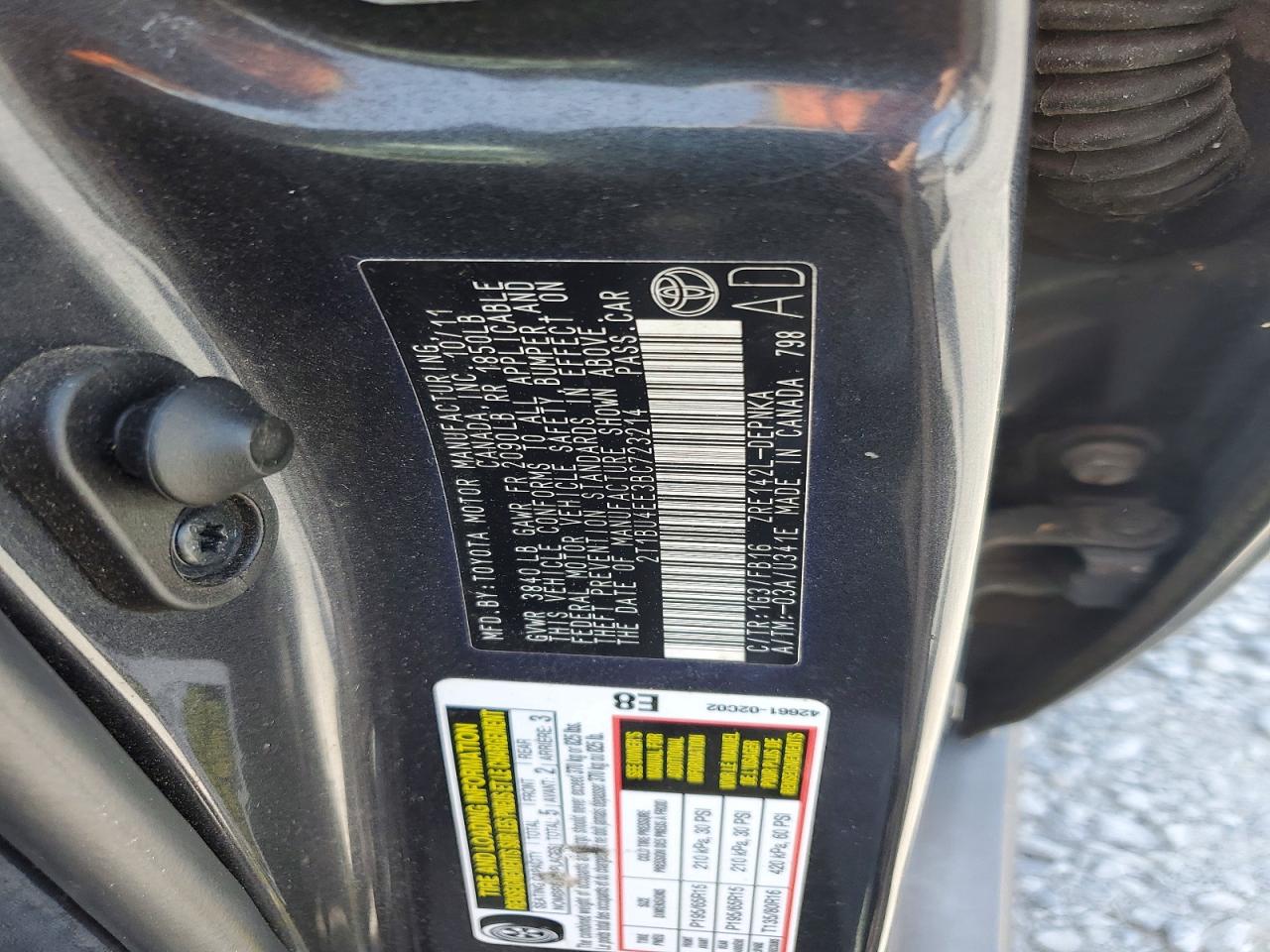 2011 Toyota Corolla Le Charcoal vin: 2T1BU4EE3BC723214