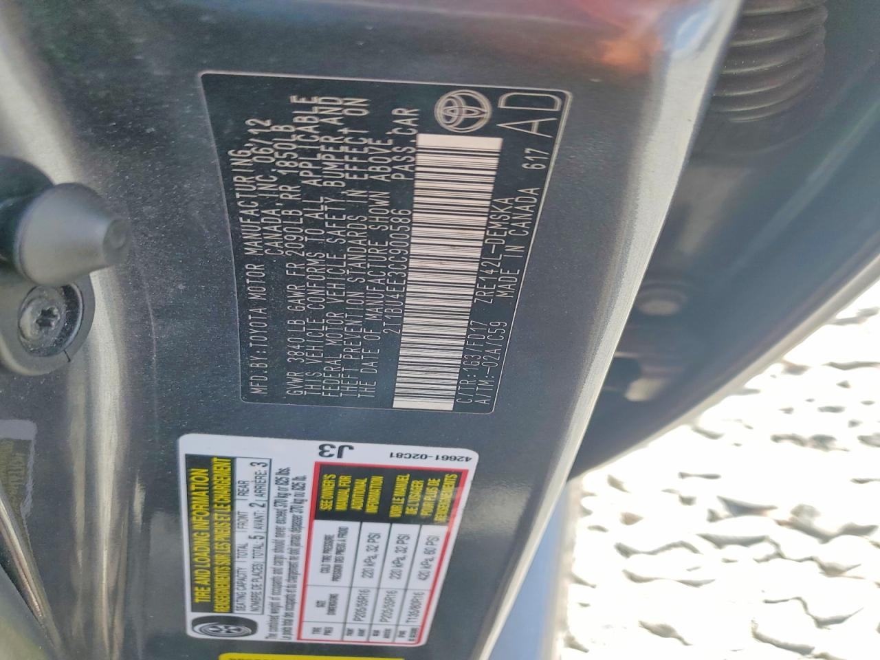 2012 Toyota Corolla S Gray vin: 2T1BU4EE3CC900586