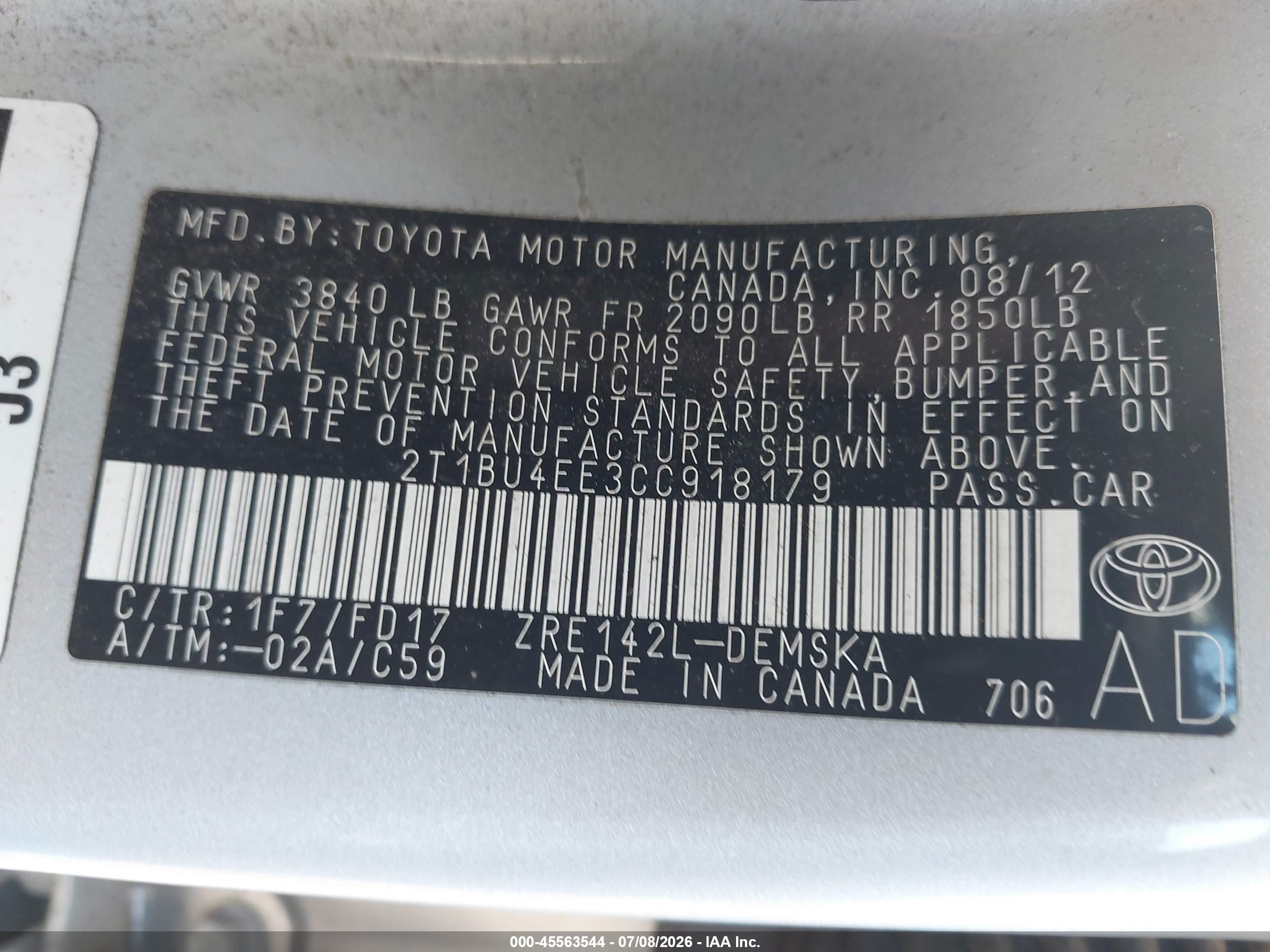 2012 Toyota Corolla S Silver vin: 2T1BU4EE3CC918179
