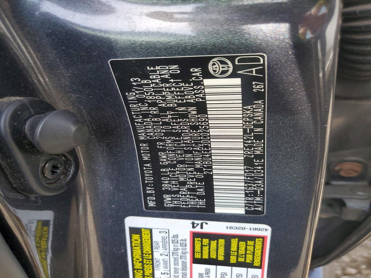 2013 Toyota Corolla S Gray vin: 2T1BU4EE3DC025690