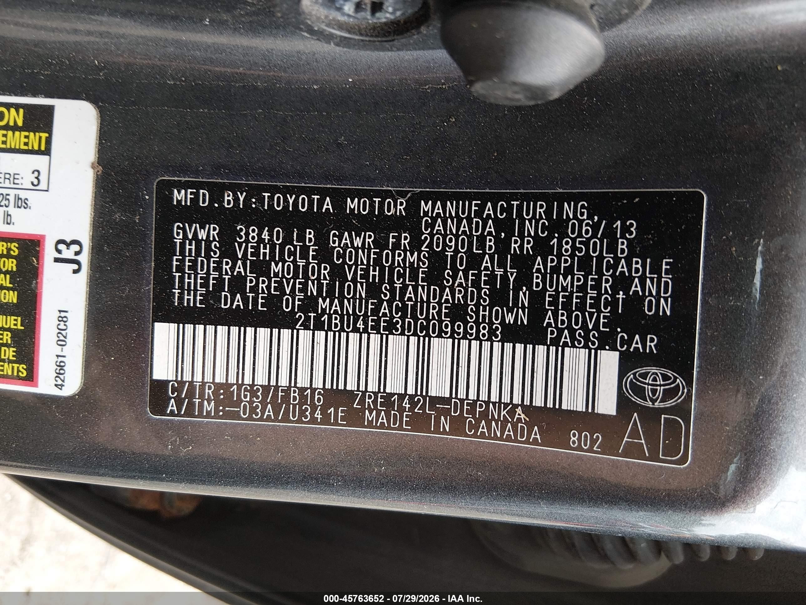 2013 Toyota Corolla Le Gray vin: 2T1BU4EE3DC099983