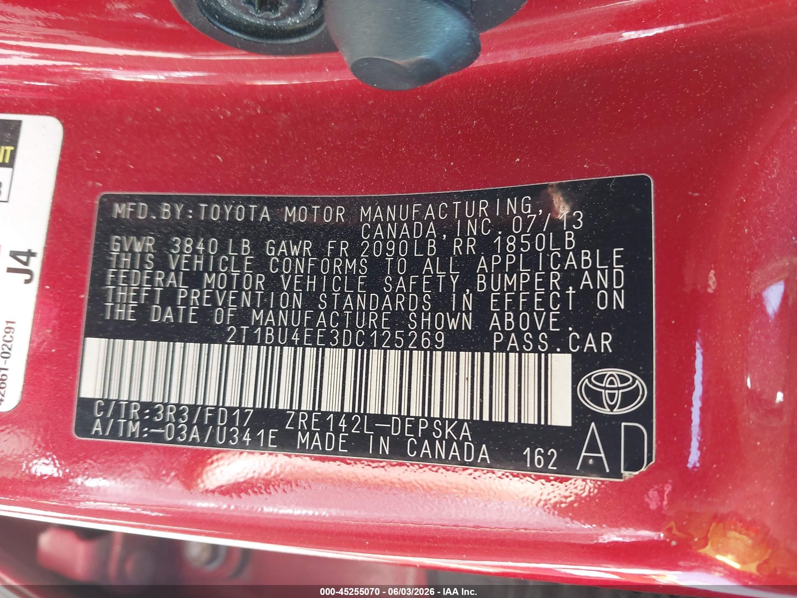2013 Toyota Corolla S Red vin: 2T1BU4EE3DC125269