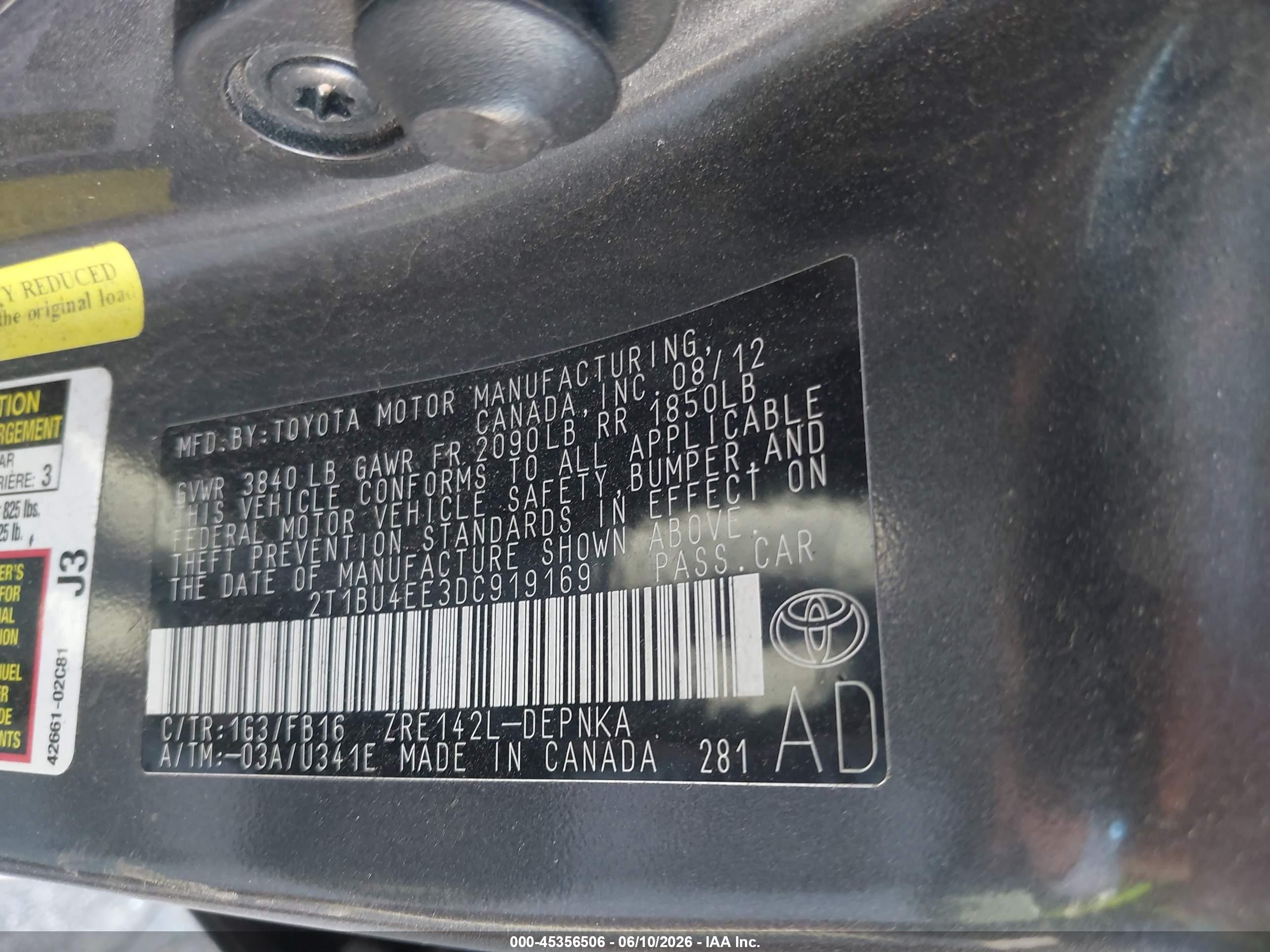 2013 Toyota Corolla Le Gray vin: 2T1BU4EE3DC919169