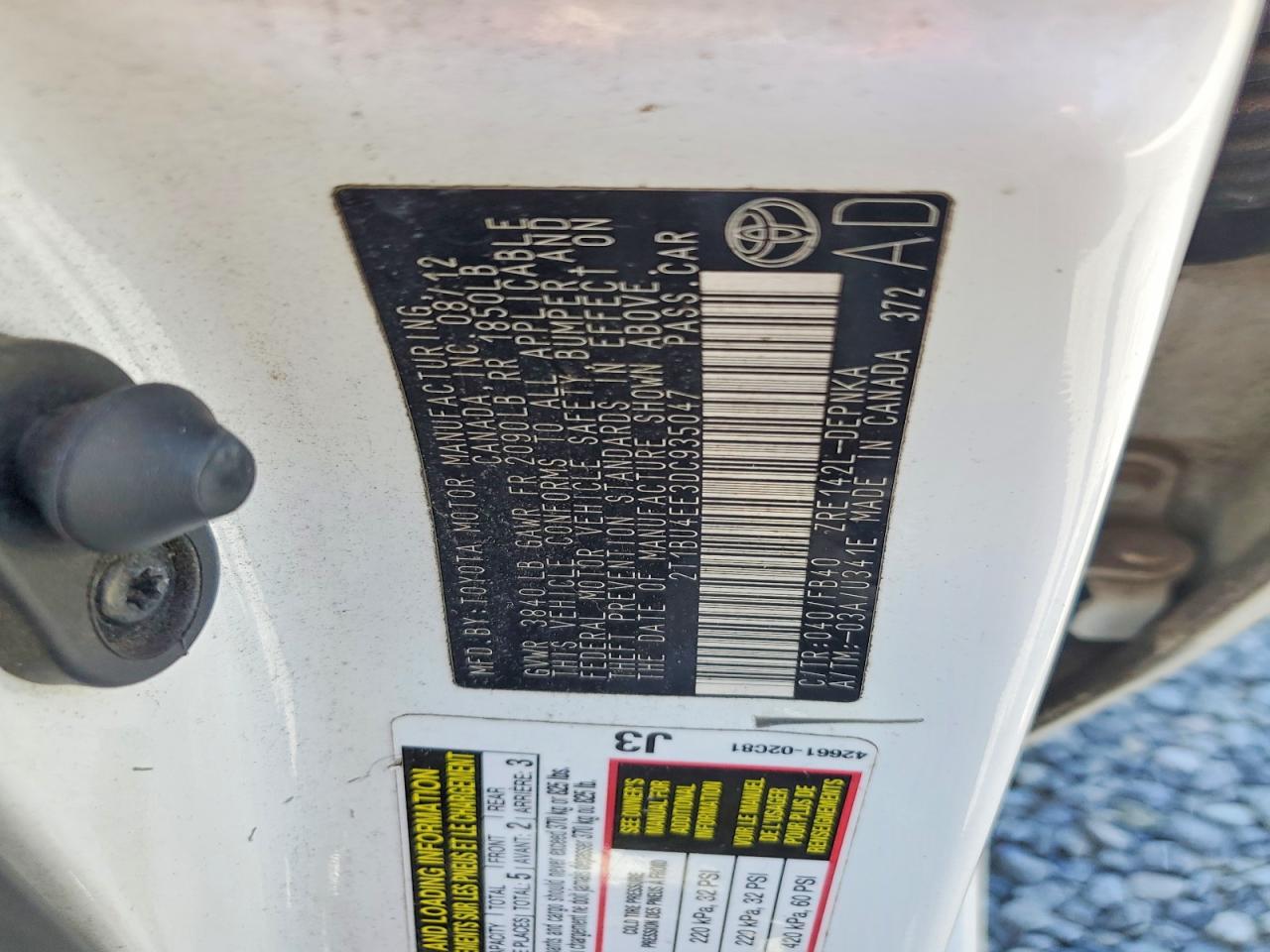 2013 Toyota Corolla Le White vin: 2T1BU4EE3DC935047