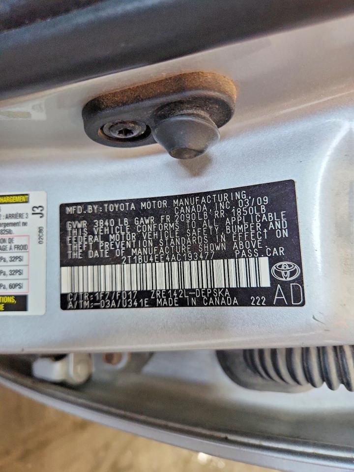 2010 Toyota Corolla S Silver vin: 2T1BU4EE4AC193477