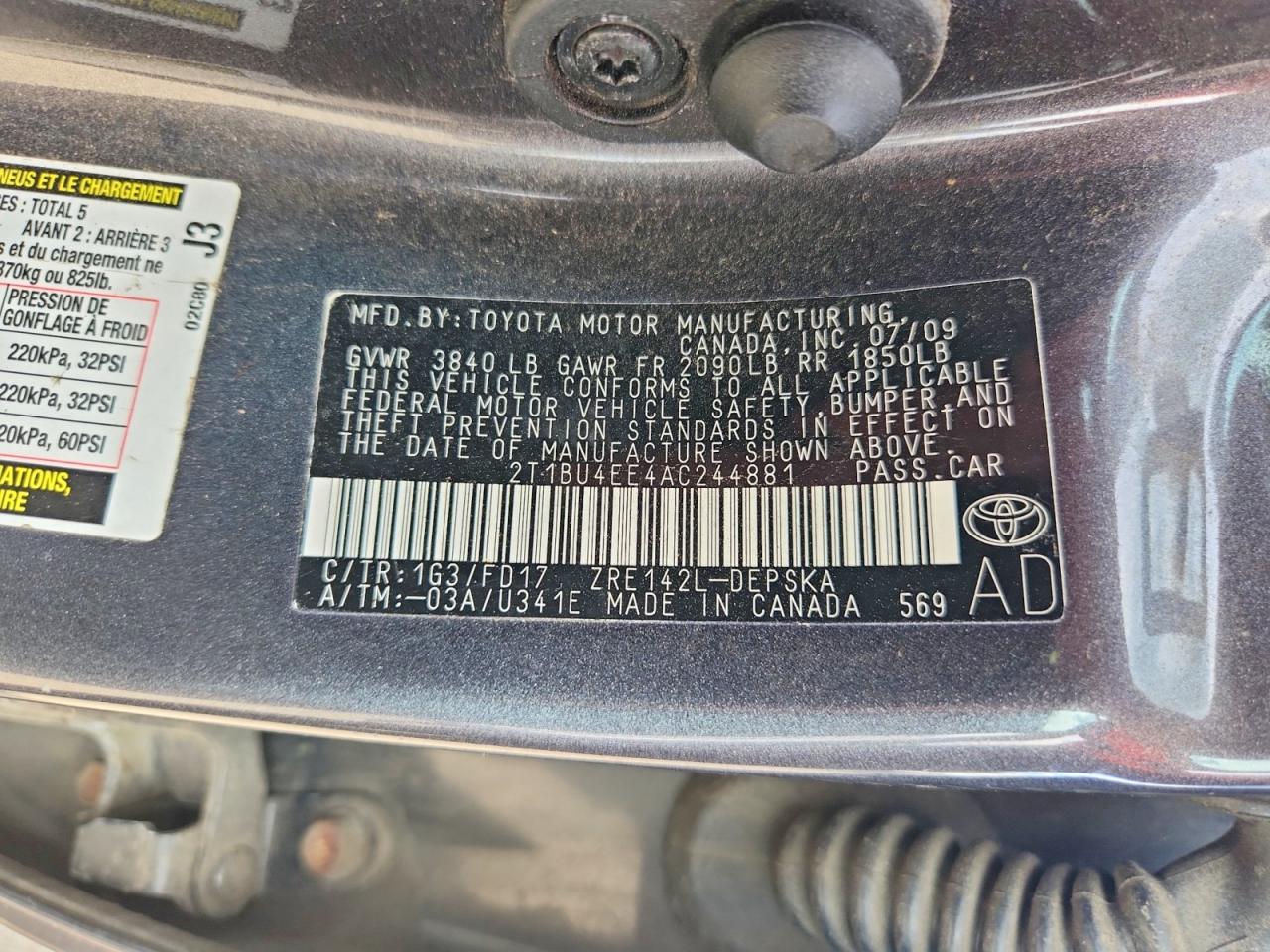 2010 Toyota Corolla S Gray vin: 2T1BU4EE4AC244881
