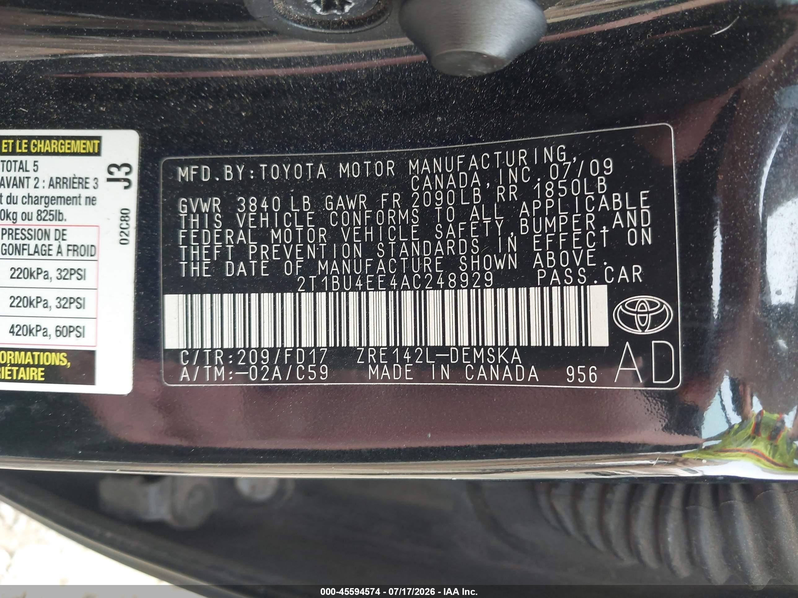 2010 Toyota Corolla S Black vin: 2T1BU4EE4AC248929